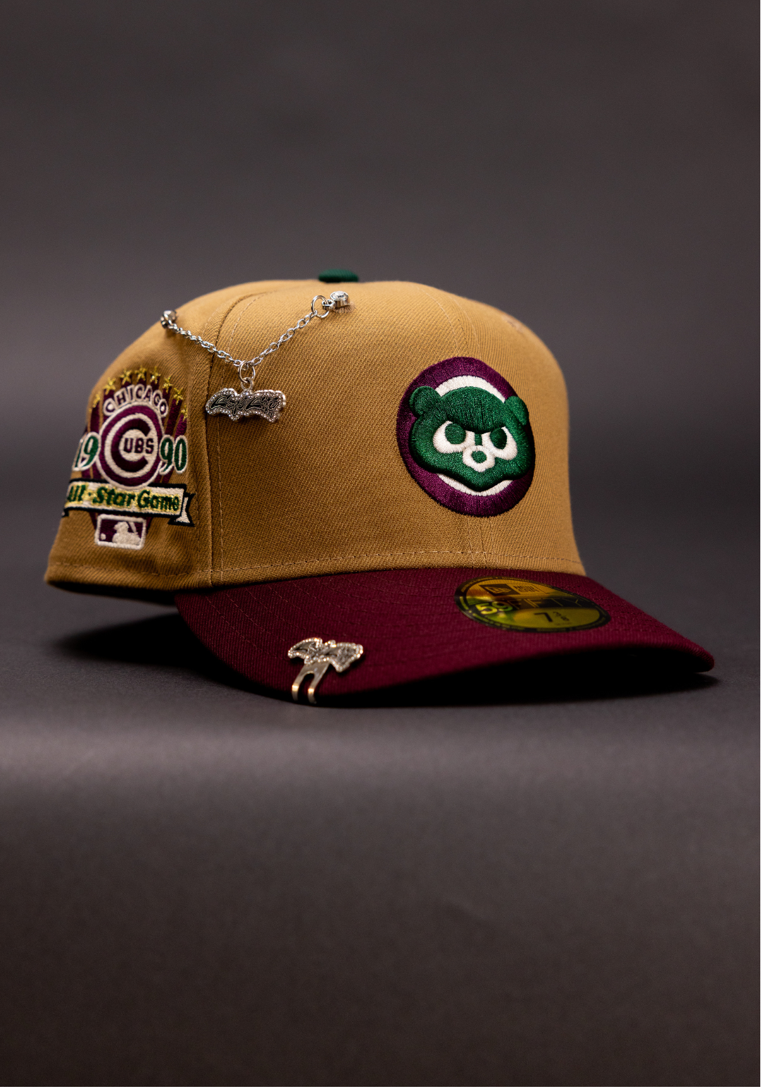 NEW ERA EXCLUSIVE 59FIFTY CAMEL/ BURGUNDY CHICAGO CUBS W/ 1990 ALL STAR GAME SIDE PATCH