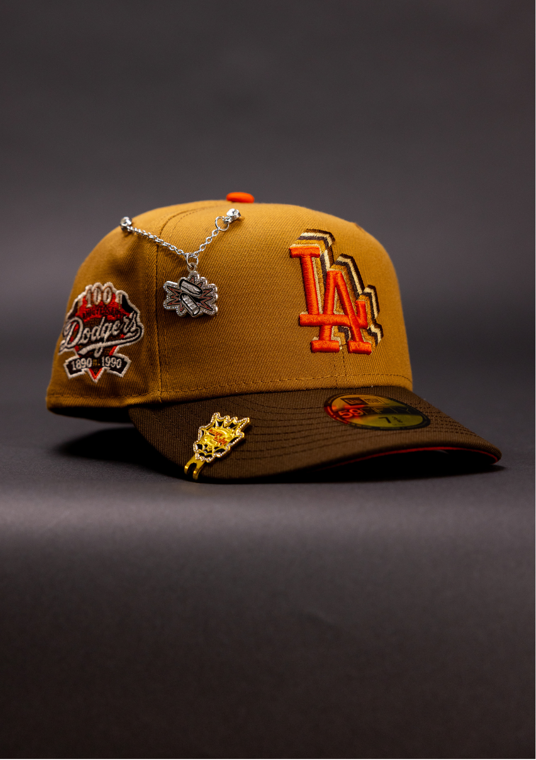 NEW ERA EXCLUSIVE 59FIFTY BROWN/WALNUT LOS ANGELES DODGERS W/ 100TH ANNIVERSARY PATCH