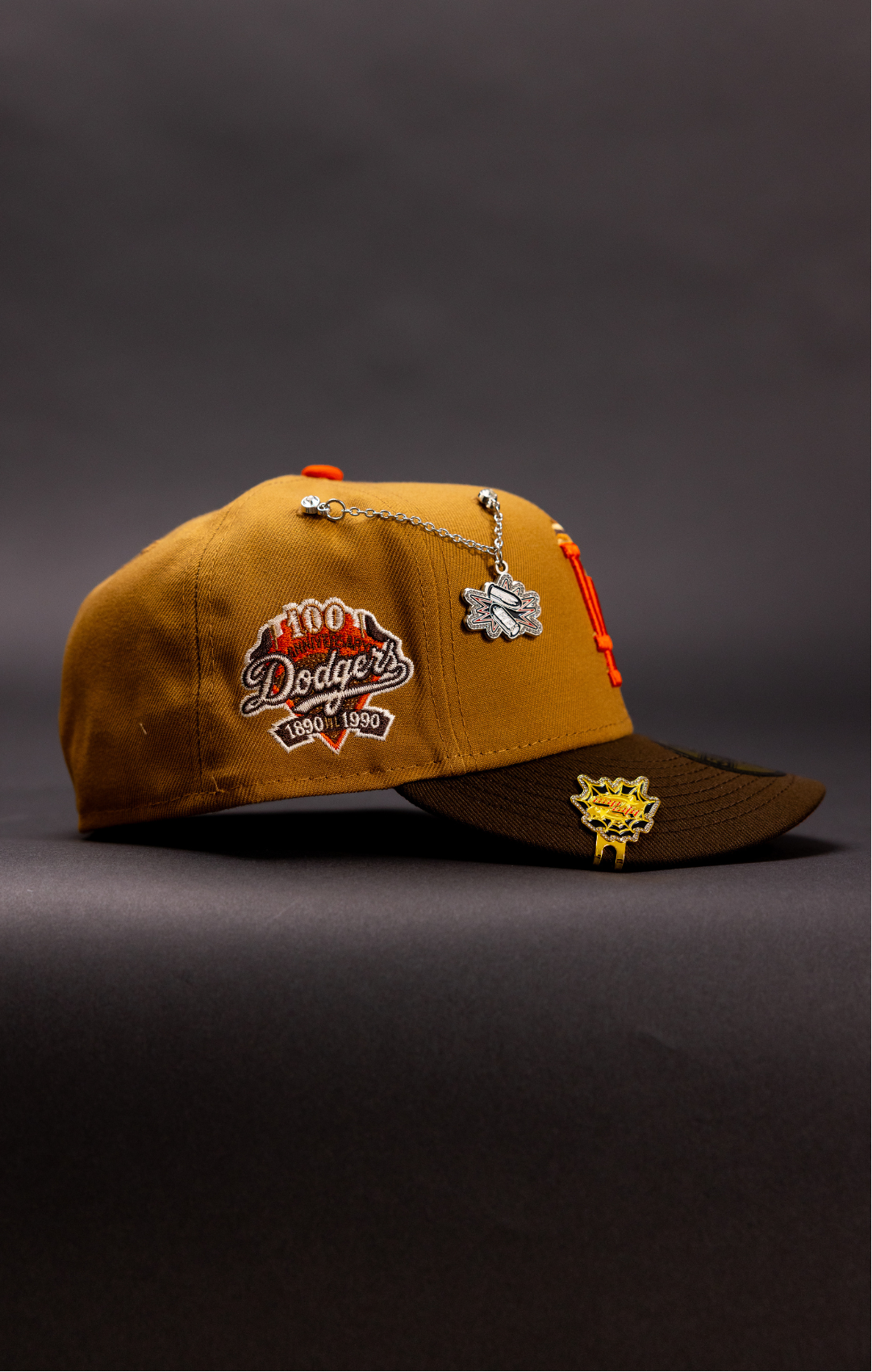 NEW ERA EXCLUSIVE 59FIFTY BROWN/WALNUT LOS ANGELES DODGERS W/ 100TH ANNIVERSARY PATCH