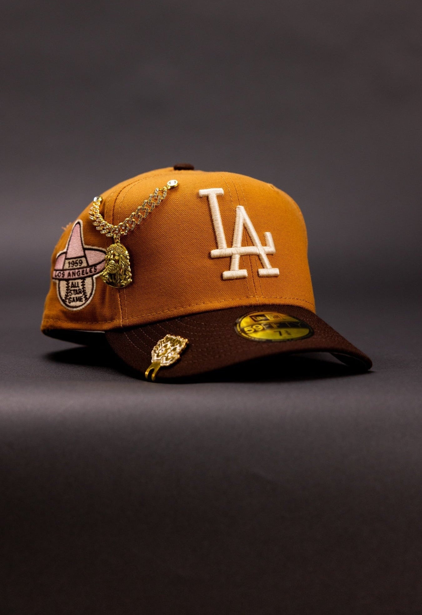 NEW ERA 59FIFTY TAN/WALNUT LOS ANGELES DODGERS W/ 1959 ALL STAR GAME SIDE PATCH