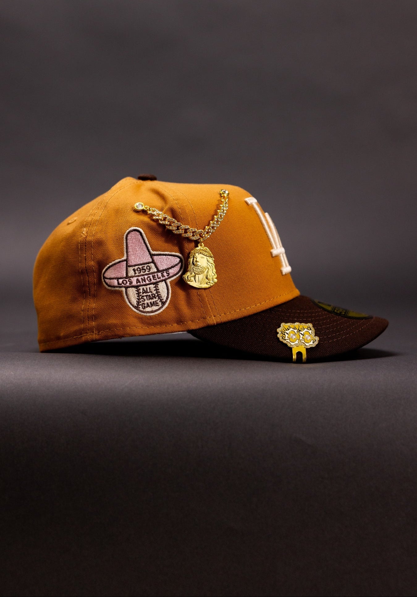 NEW ERA 59FIFTY TAN/WALNUT LOS ANGELES DODGERS W/ 1959 ALL STAR GAME SIDE PATCH
