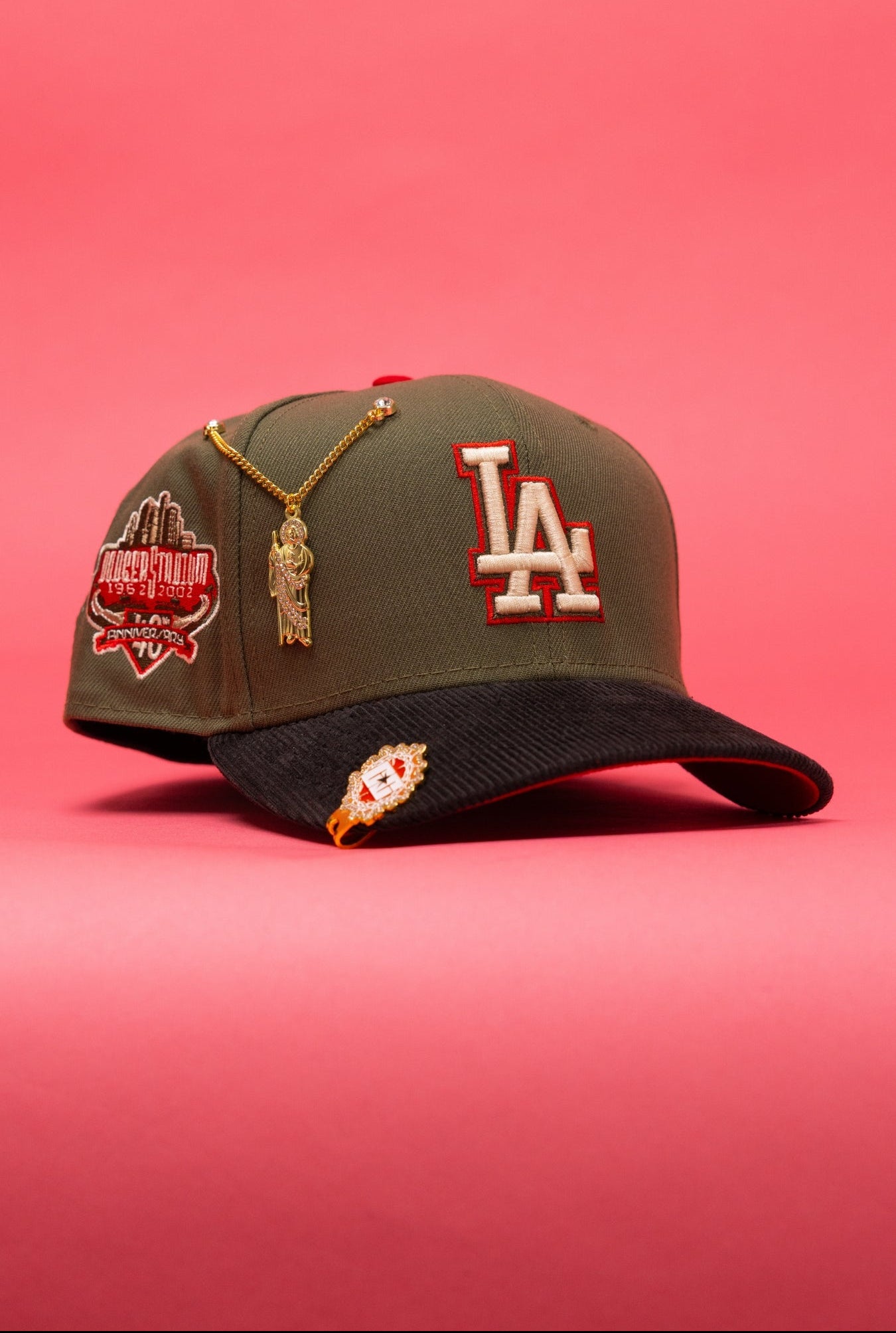 NEW ERA EXCLUSIVE 59FIFTY PINE GREEN/CORDUROY LOS ANGELES DODGERS W// 40TH ANNIVESARY SIDE PATCH