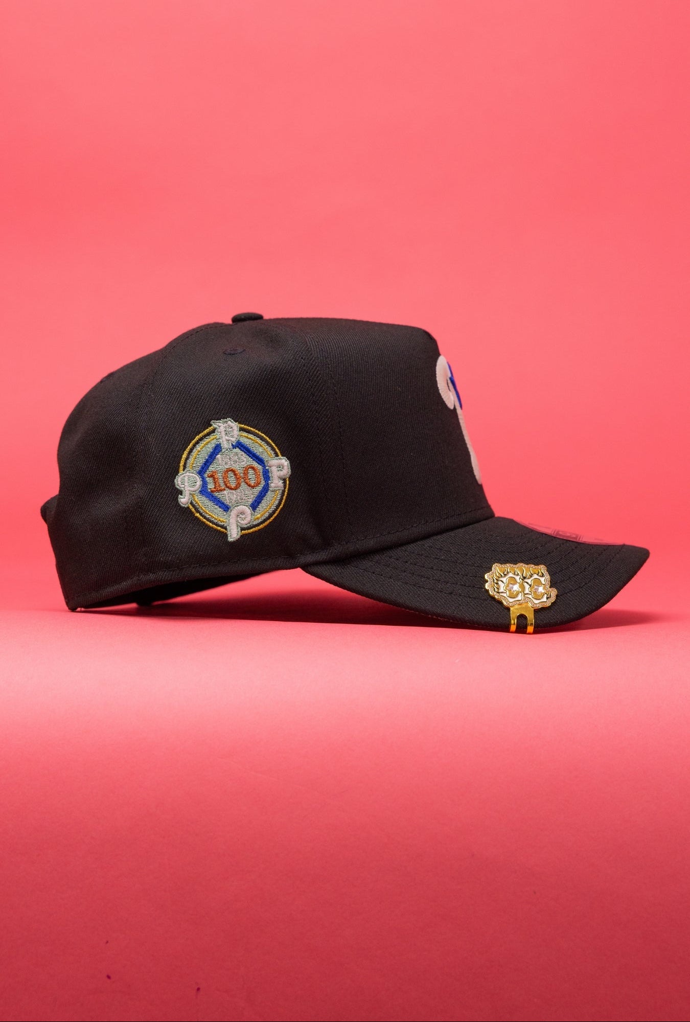 NEW ERA 9FIFTY A-FRAME BLACK PHILADELPHIA PHILLIES SNAPBACK W/ 100TH ANNIVERSARY SIDE PATCH