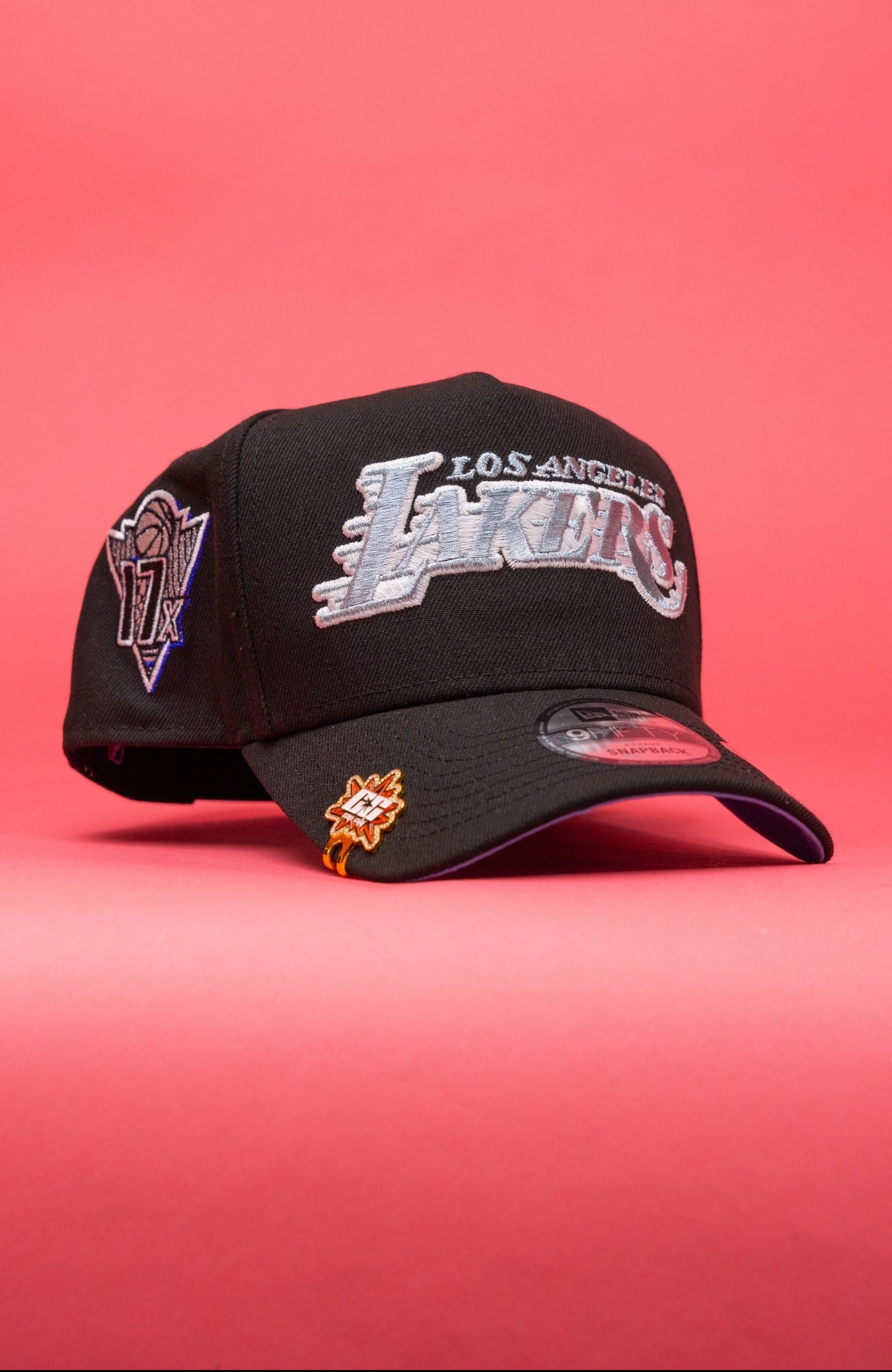 NEW ERA 9FIFTY A-FRAME BLACK LOS ANGELES LAKERS SNAPBACK W/ 17X CHAMPIONS SIDE PATCH