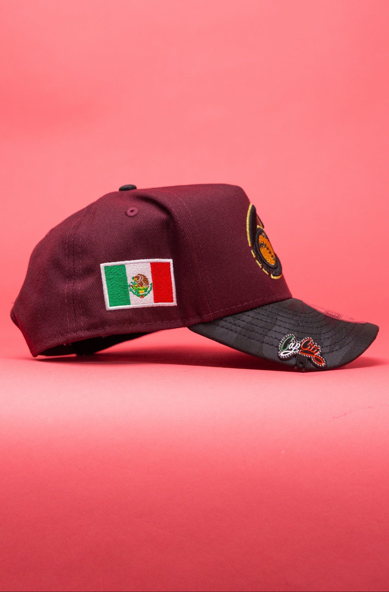 NEW ERA 9FIFTY A-FRAME BURGUNDY/BLACK CHARROS DE JALISCO SNAPBACK W/ MEXICO FLAG SIDE PATCH