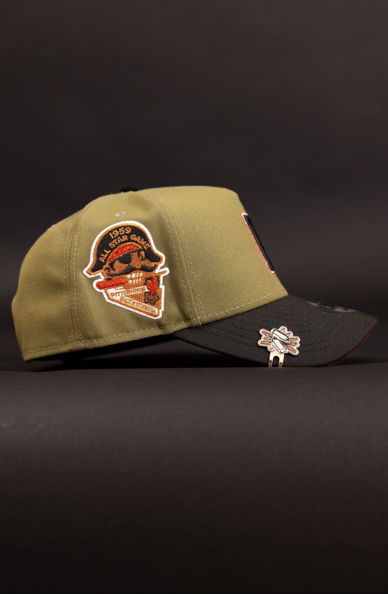 NEW ERA 9FIFTY A-FRAME OLIVE/BLACK PITTSBURGH PIRATES SNAPBACK W/ 1959 ALL STAR GAME SIDE PATCH