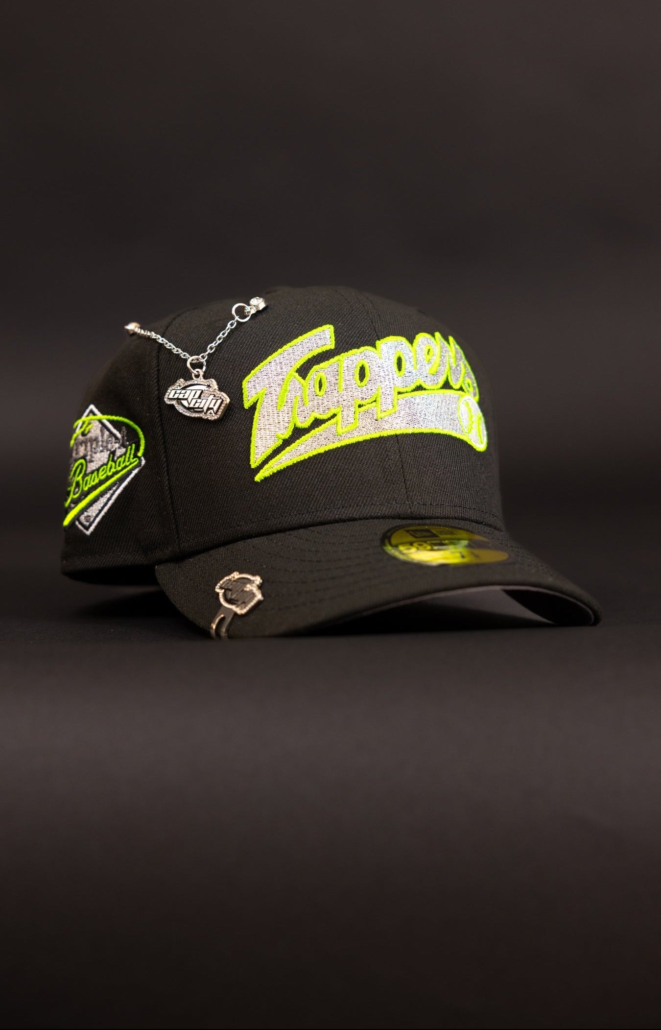 NEW ERA EXCLUSIVE 59FIFTY BLACK EDMONTON TRAPPERS W/ "TRIPLE A BASEBALL" SIDE PATCH