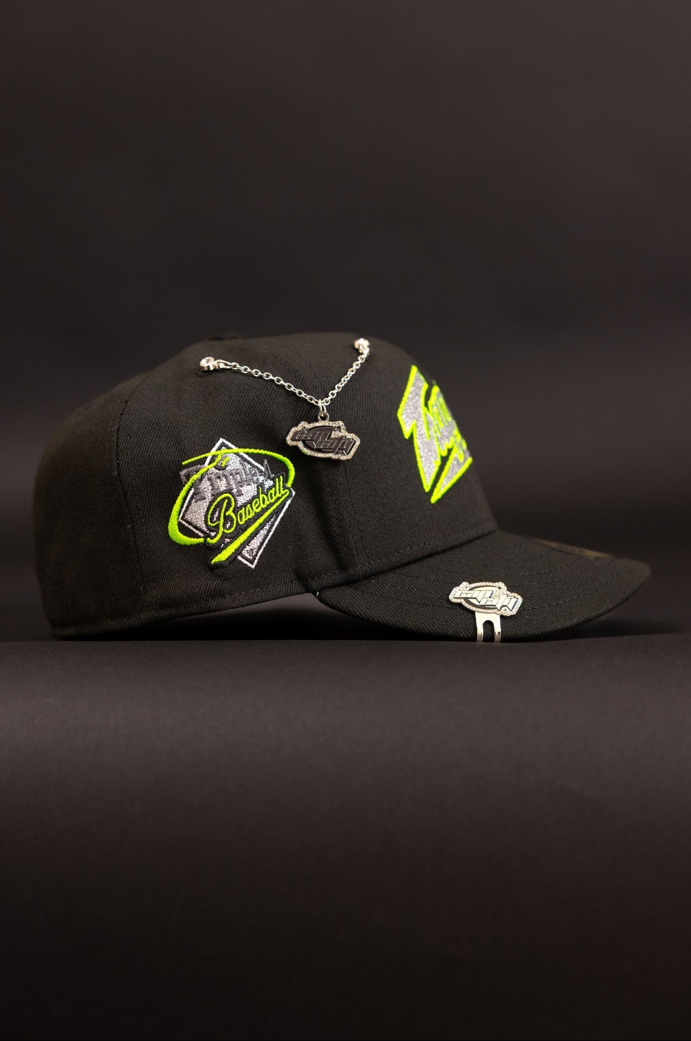 NEW ERA EXCLUSIVE 59FIFTY BLACK EDMONTON TRAPPERS W/ "TRIPLE A BASEBALL" SIDE PATCH