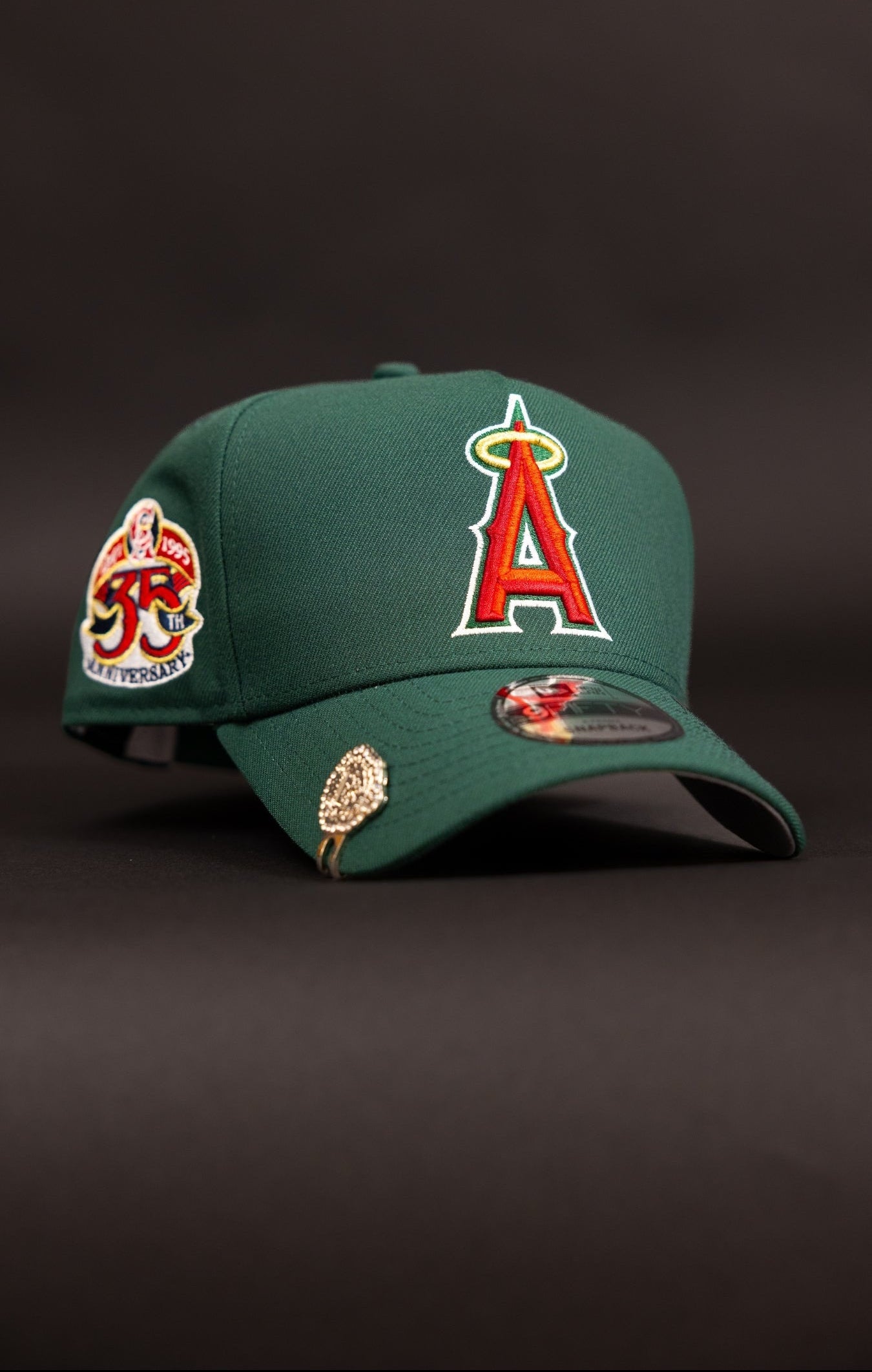 NEW ERA 9FIFTY A-FRAME FOREST GREEN ANAHEIM ANGELS SNAPBACK W/ 35TH ANNIVERSARY SIDE PATCH