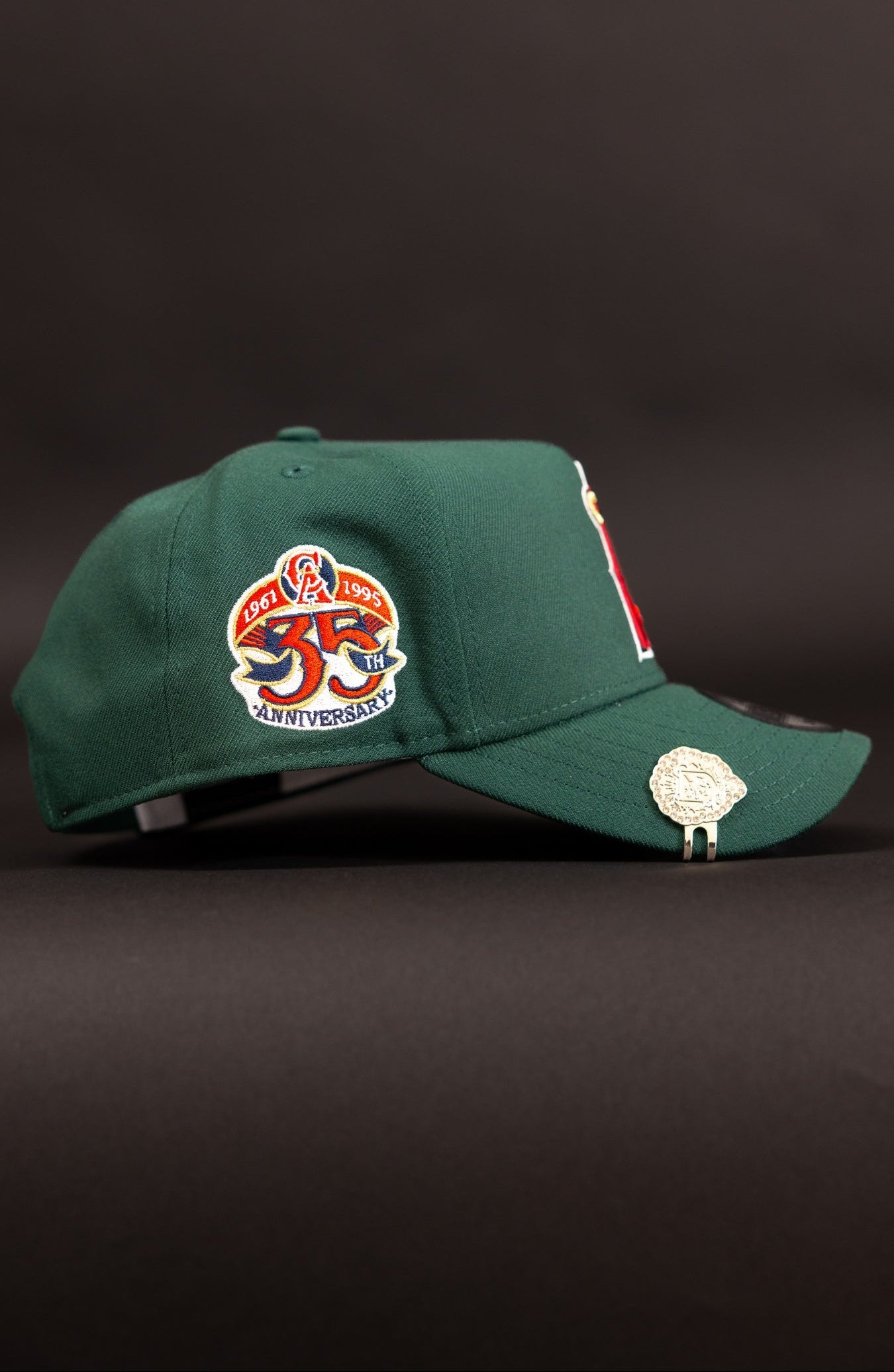 NEW ERA 9FIFTY A-FRAME FOREST GREEN ANAHEIM ANGELS SNAPBACK W/ 35TH ANNIVERSARY SIDE PATCH