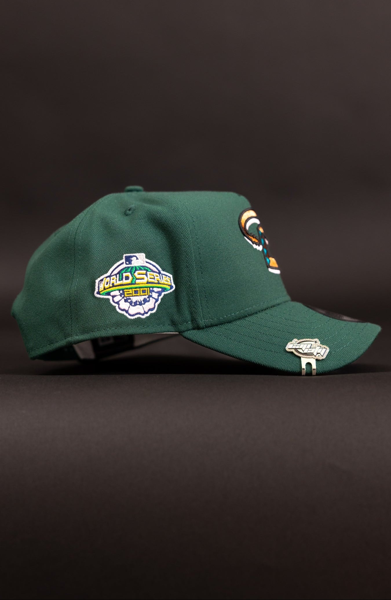 NEW ERA 9FIFTY A-FRAME FOREST GREEN ARIZONA DIMONDBACKS SNAPBACK W/ 2001 WORLD SERIES SIDE PATCH