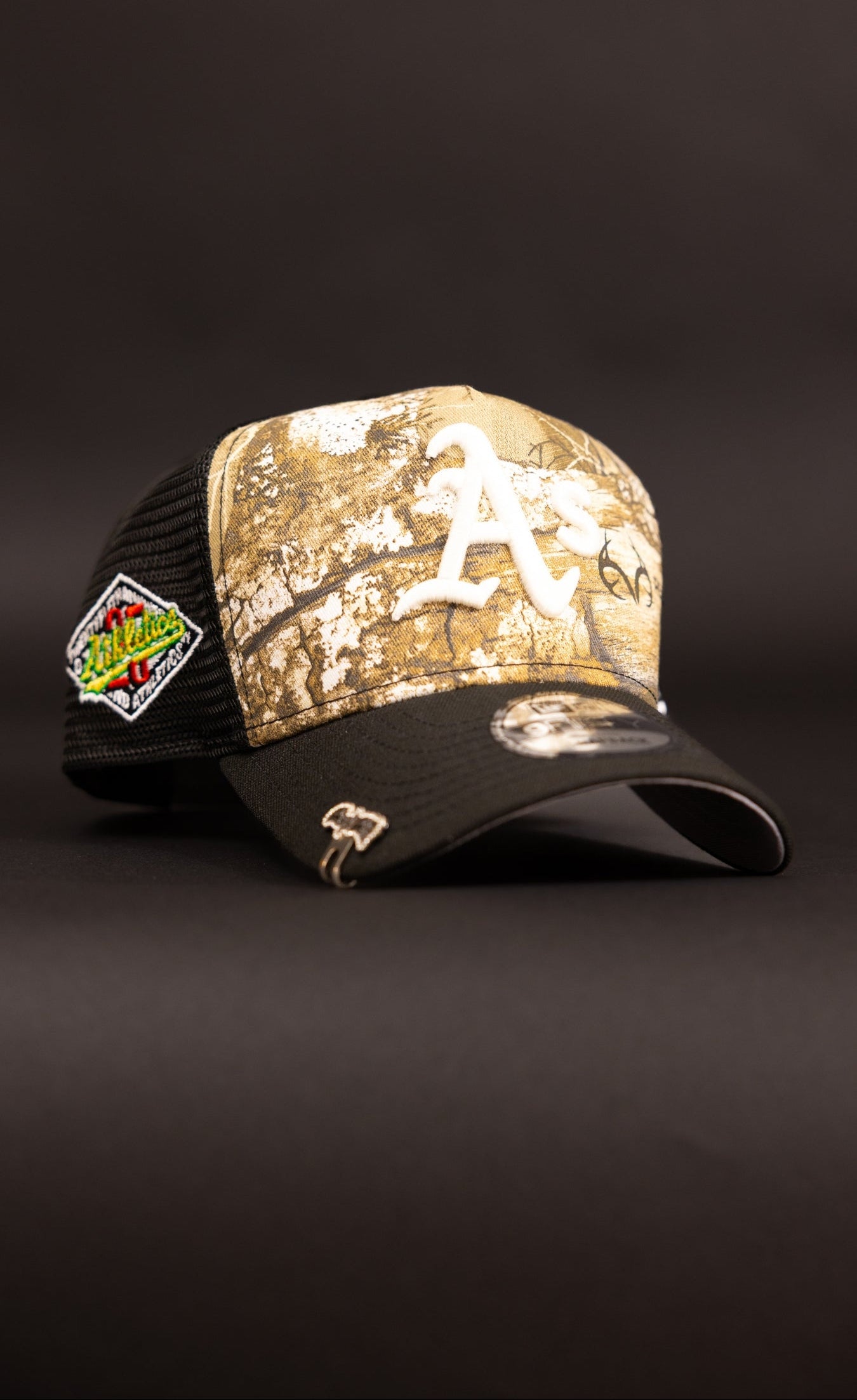 NEW ERA 9FIFTY A-FRAME REALTREE OAKLAND ATHLETICS MESHBACK W/ 25TH ANNIVERSARY SIDE PATCH