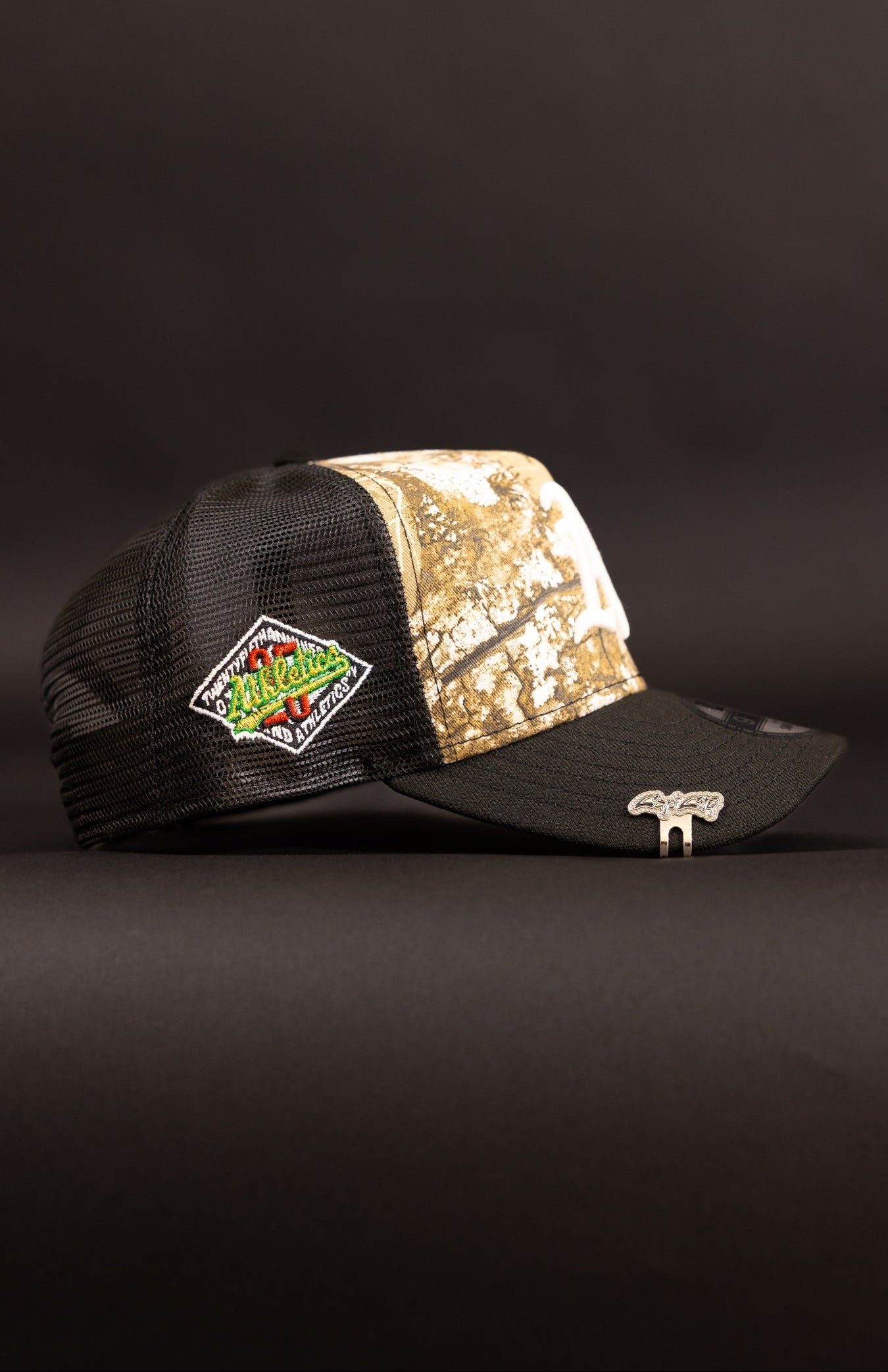NEW ERA 9FIFTY A-FRAME REALTREE OAKLAND ATHLETICS MESHBACK W/ 25TH ANNIVERSARY SIDE PATCH