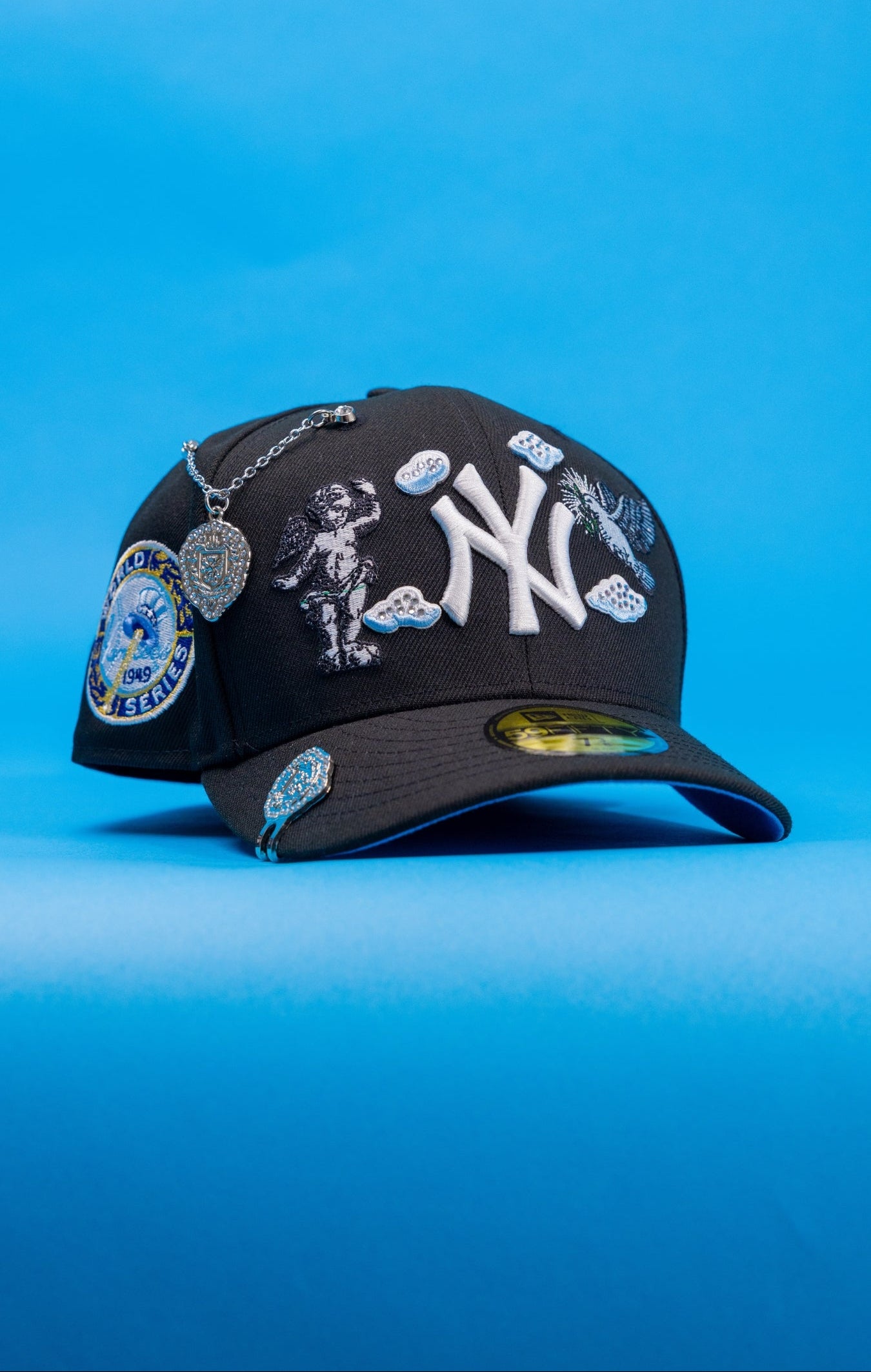NEW ERA EXCLUSIVE 59FIFTY BLACK NEW YORK YANKEES "HEAVENLY CITY" W/ 1949 WORLD SERIES SIDE PATCH (