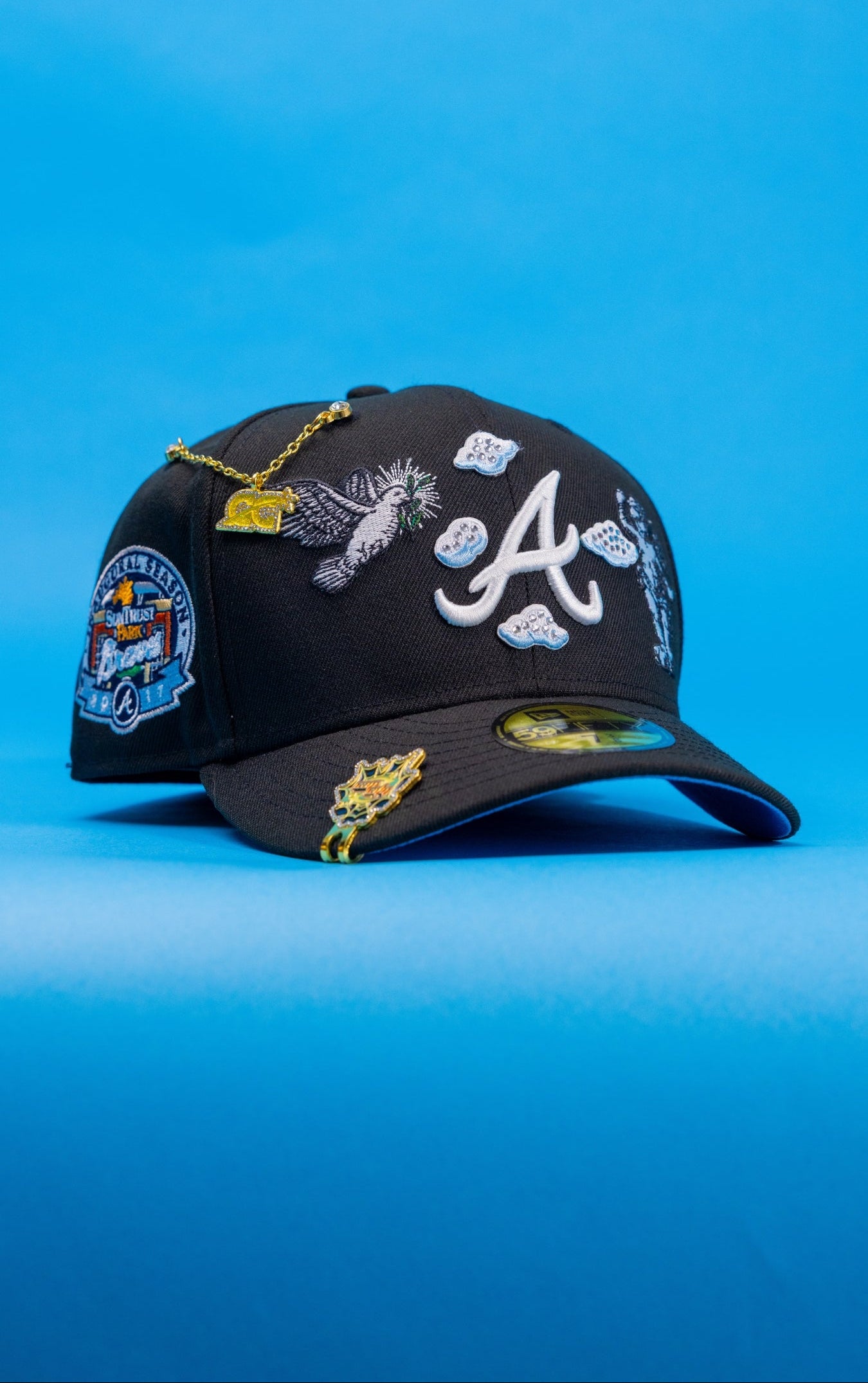 NEW ERA EXCLUSIVE 59FIFTY BLACK ATLANTA BRAVES "HEAVENLY CITY" W/ INAUGURAL SEASON SIDE PATCH