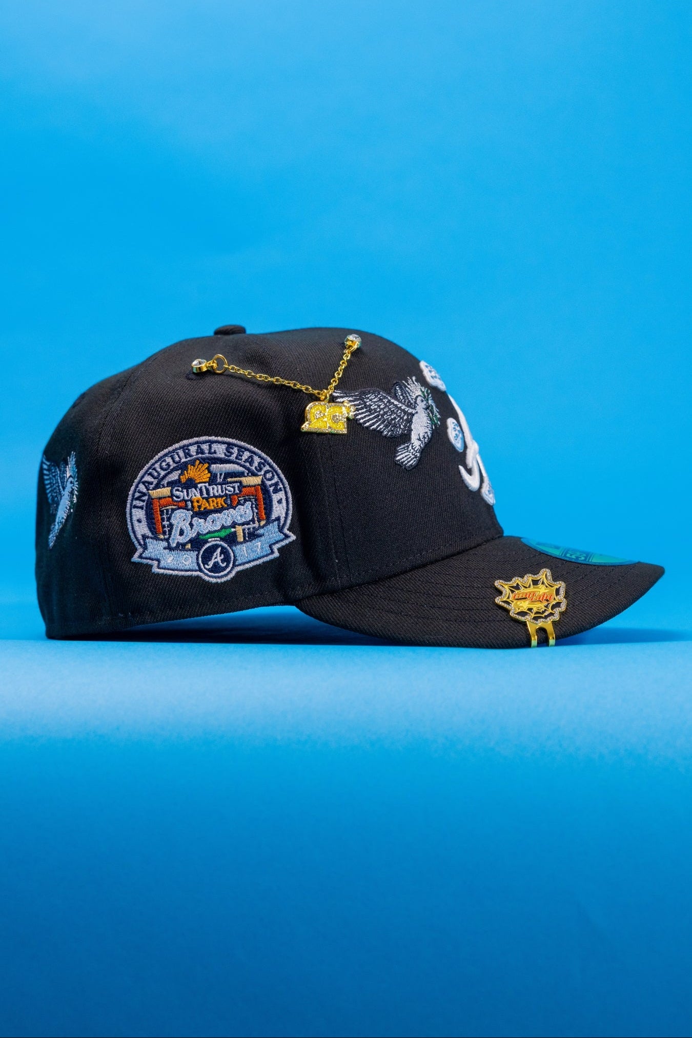 NEW ERA EXCLUSIVE 59FIFTY BLACK ATLANTA BRAVES "HEAVENLY CITY" W/ INAUGURAL SEASON SIDE PATCH