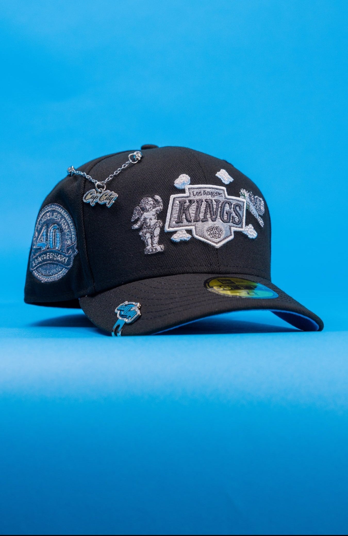 NEW ERA EXCLUSIVE 59FIFTY BLACK LOS ANGELES KINGS "HEAVENLY CITY" W/ 40TH ANNIVERSARY SIDE PATCH