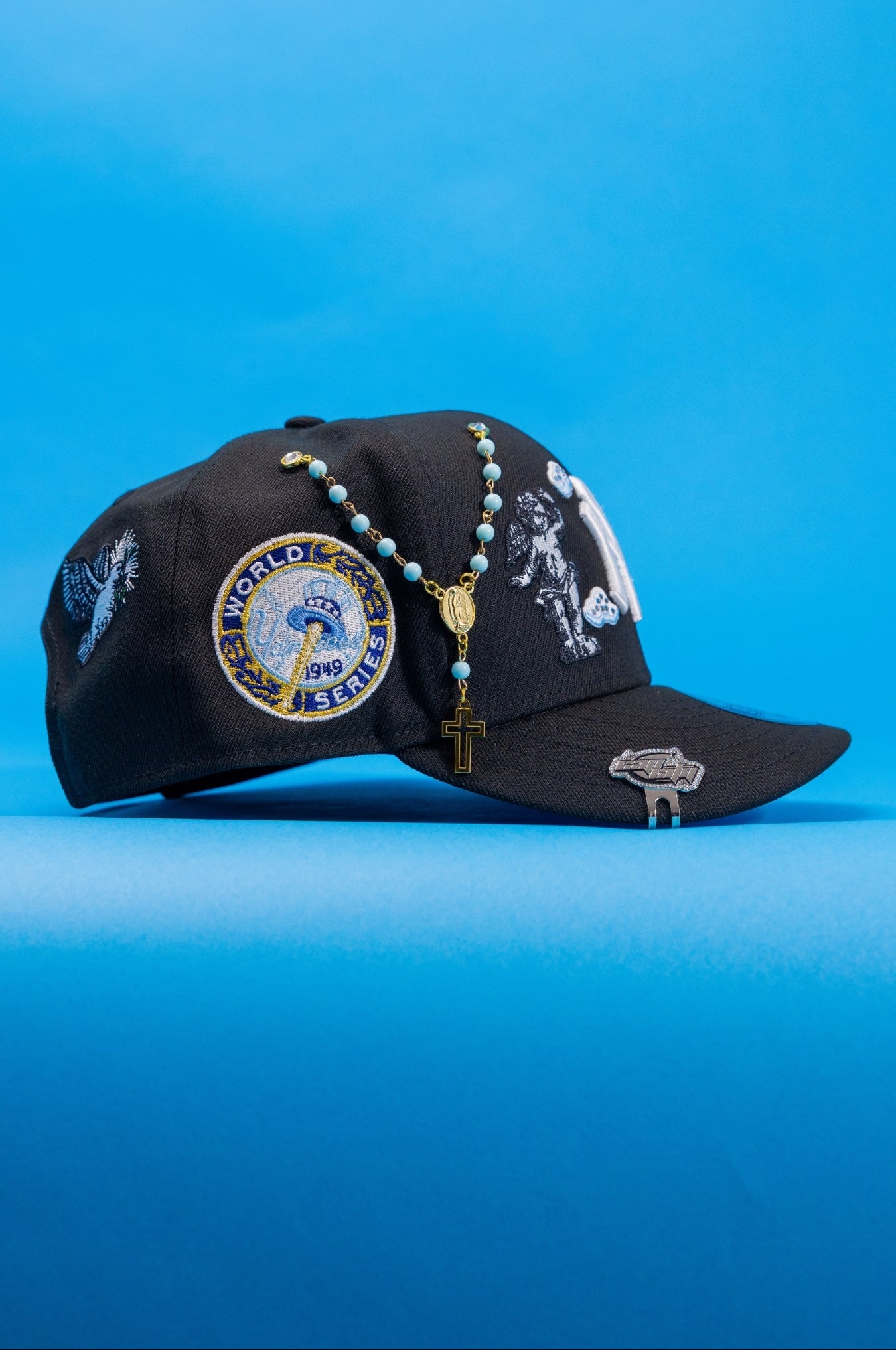 NEW ERA EXCLUSIVE 9FIFTY BLACK NEW YORK YANKEES "HEAVENLY CITY" SNAPBACK W/ 1949 WORLD SERIES SIDE PATCH