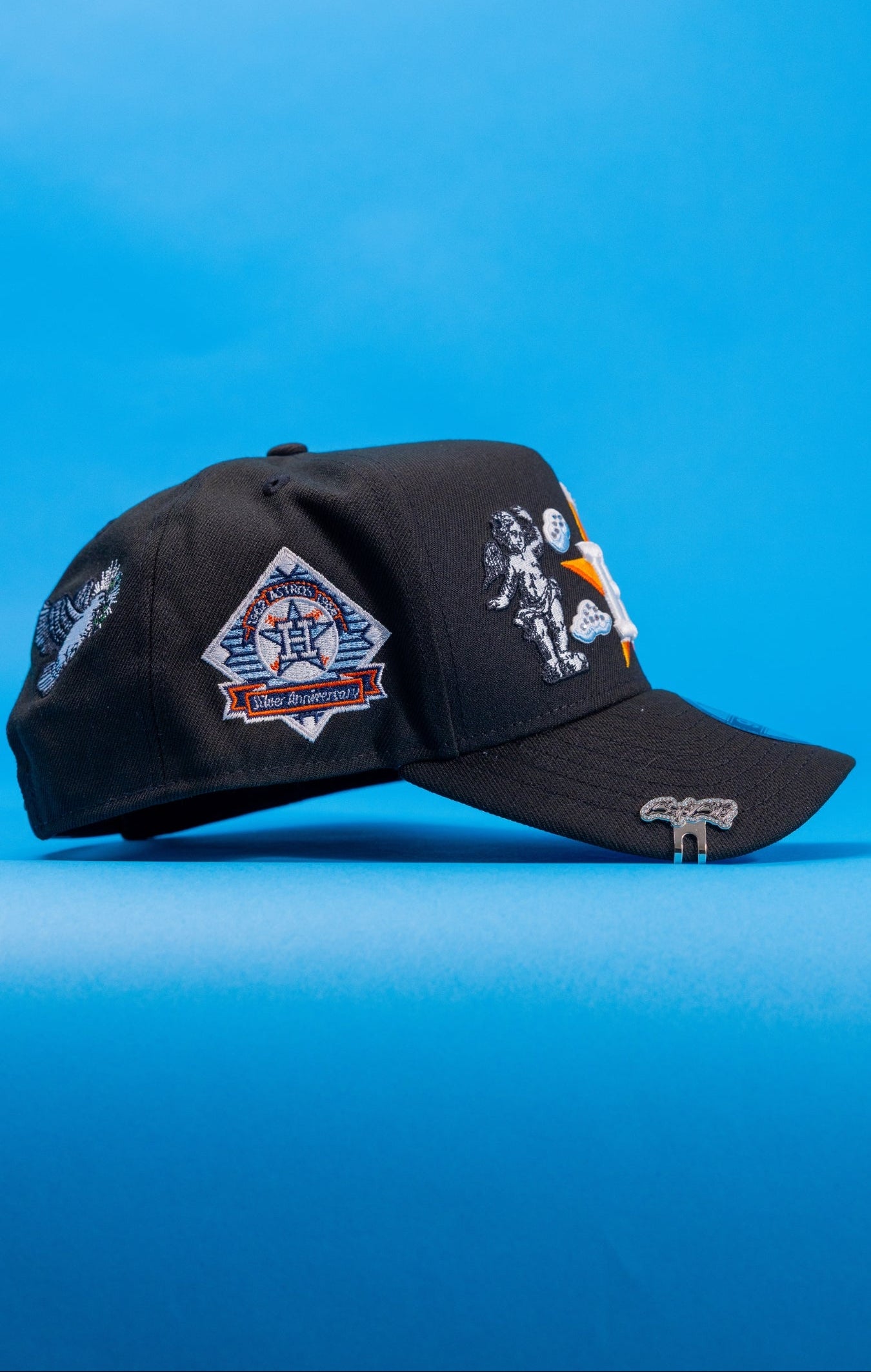 NEW ERA EXCLUSIVE 9FIFTY A-FRAME BLACK HOUSTON ASTROS "HEAVENLY CITY" W/ ANNIVERSARY SIDE PATCH