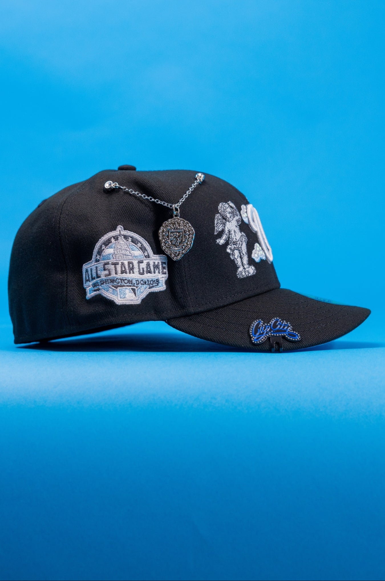 NEW ERA EXCLUSIVE 59FIFTY BLACK WASHINGTON NATIONALS "HEAVENLY CITY" W/ ALL STAR GAME SIDE PATCH