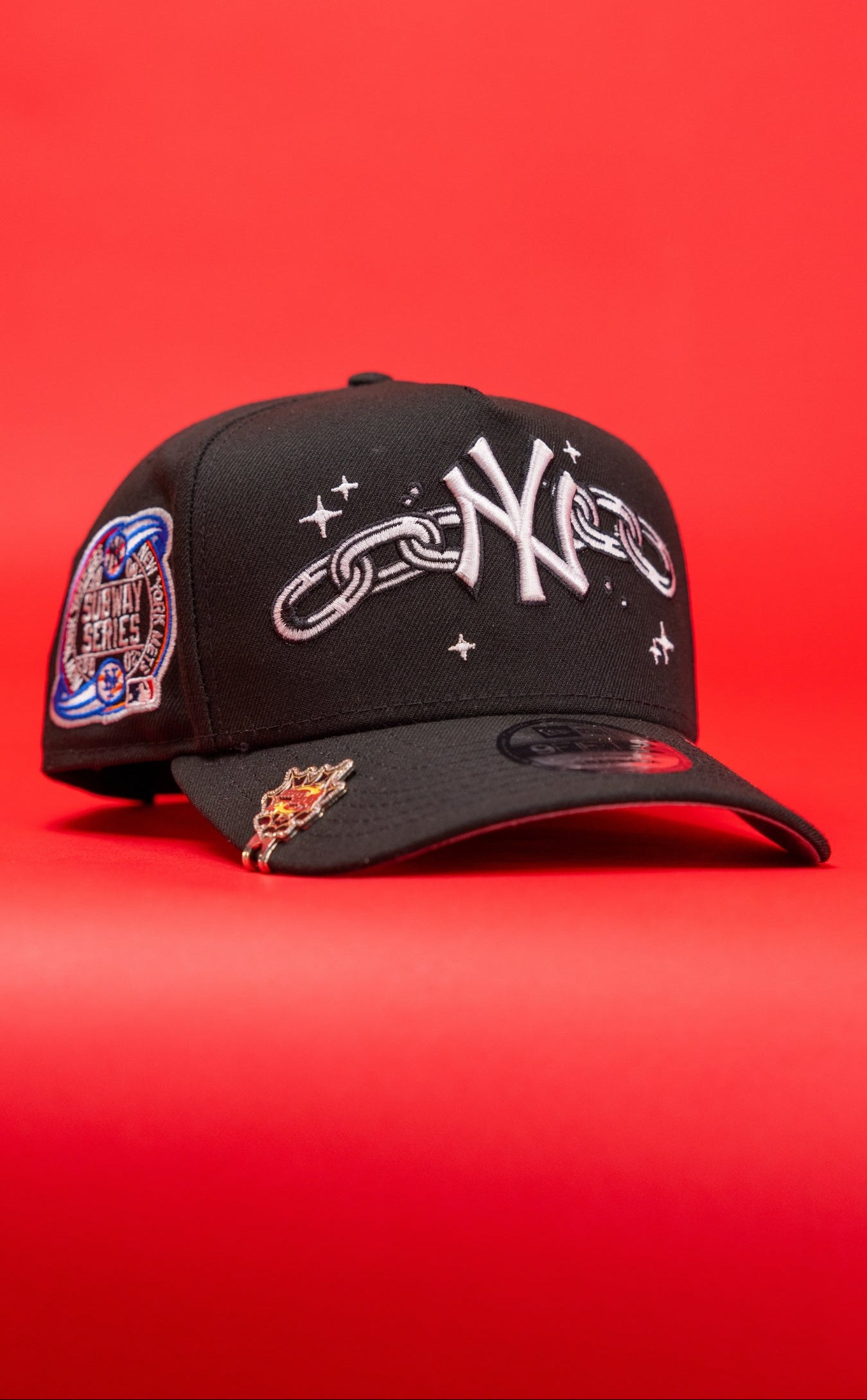 NEW ERA 9FIFTY A-FRAME BLACK NEW YORK YANKEES SNAPBACK W/ EMBROIDERY + SUBWAY SERIES SIDE PATCH