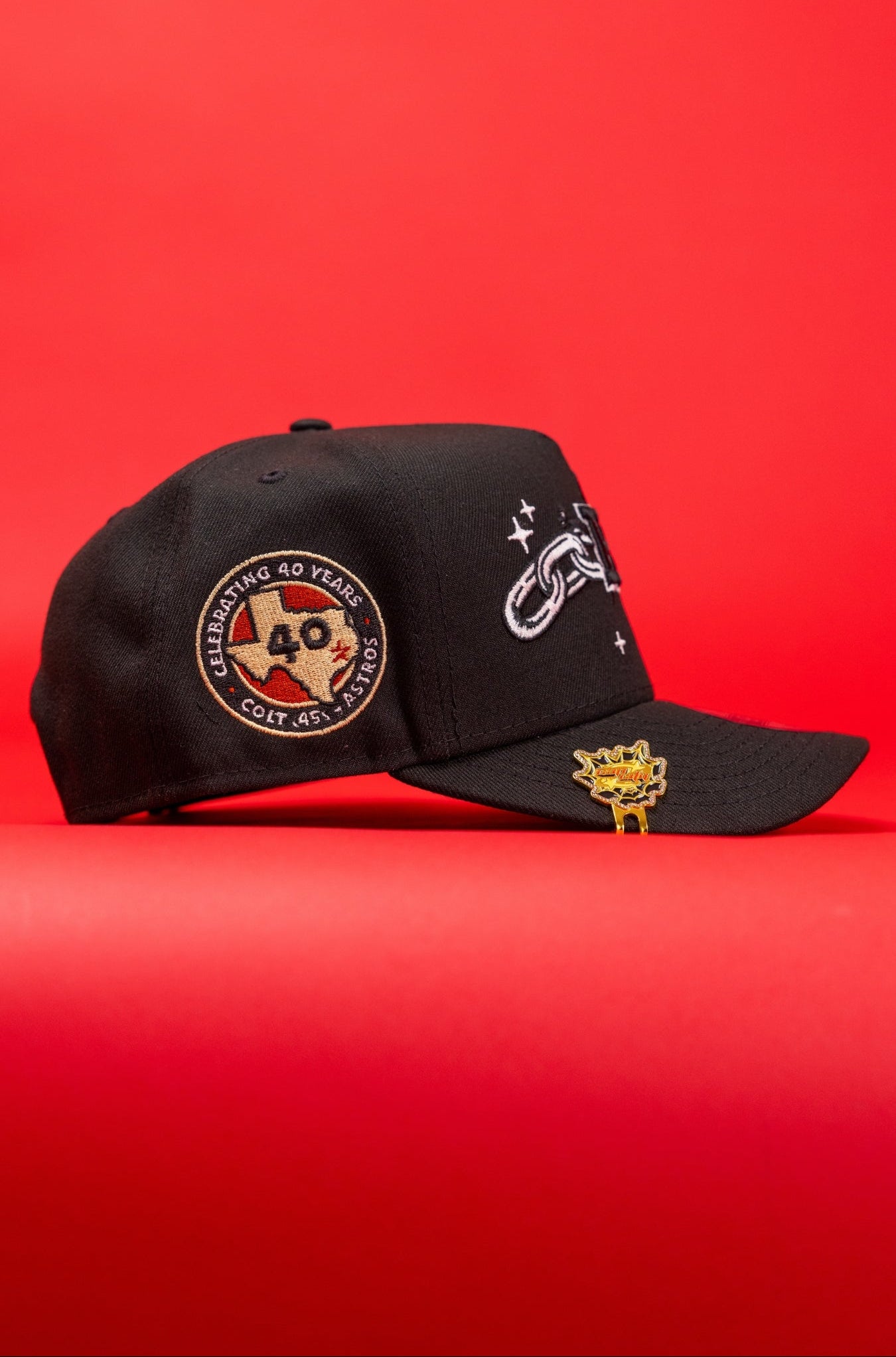 NEW ERA 9FIFTY A-FRAME BLACK HOUSTON ASTROS SNAPBACK W/ EMBROIDERY + 40TH ANNIVERSARY SIDE PATCH