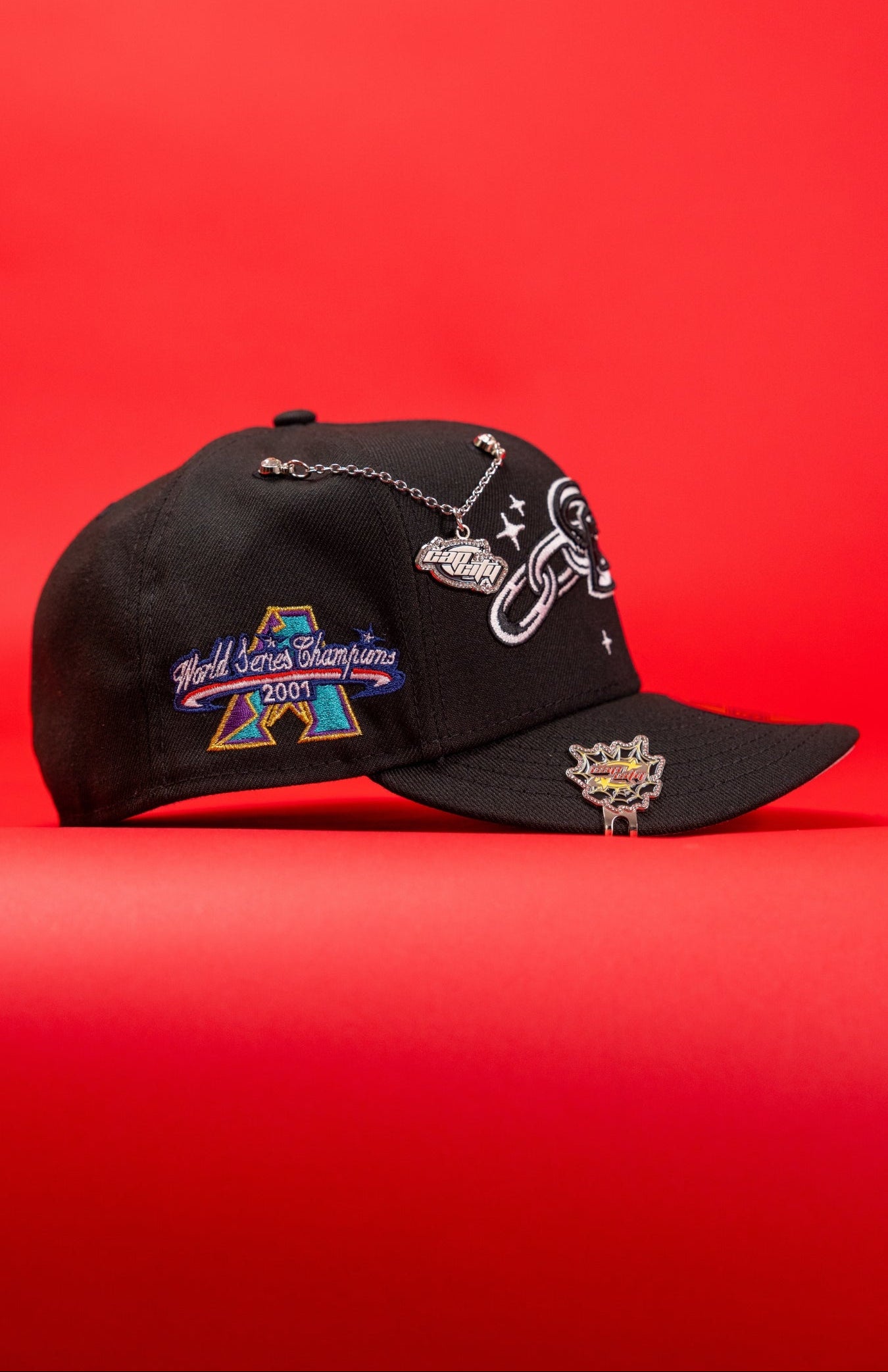 NEW ERA EXCLUSIVE 59FIFTY BLACK ARIZONA DIAMONDBACKS W/ EMBROIDERY + WORLD SERIES CHAMPIONS SIDE PATCH