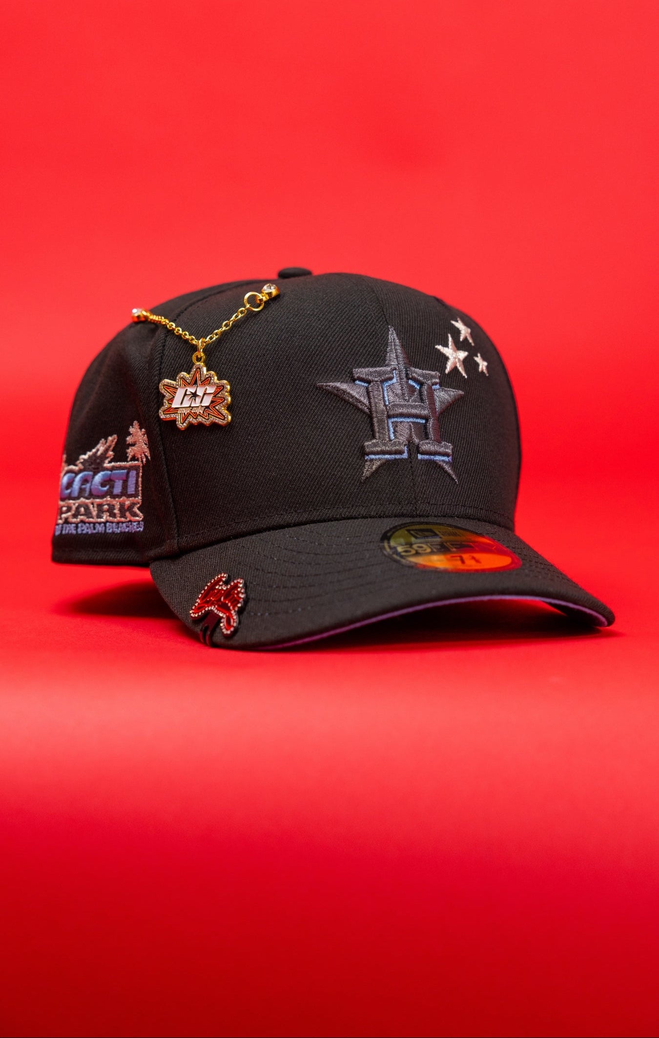 NEW ERA EXCLUSIVE 59FIFTY BLACKED OUT HOUSTON ASTROS W/ CACTI PARK SIDE PATCH