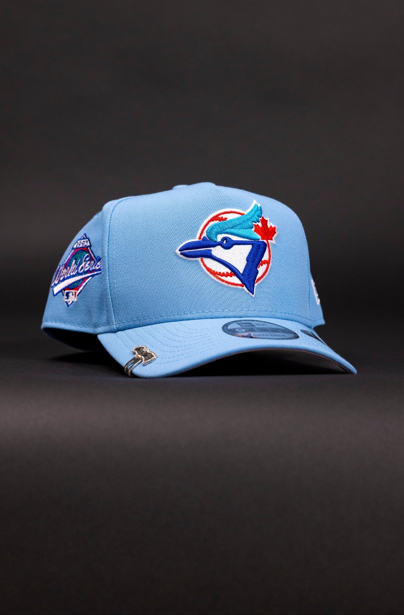 NEW ERA 9FIFTY A-FRAME ICY BLUE TORONTO BLUEJAYS SNAPBACK W/ WORLD SERIES SIDE PATCH