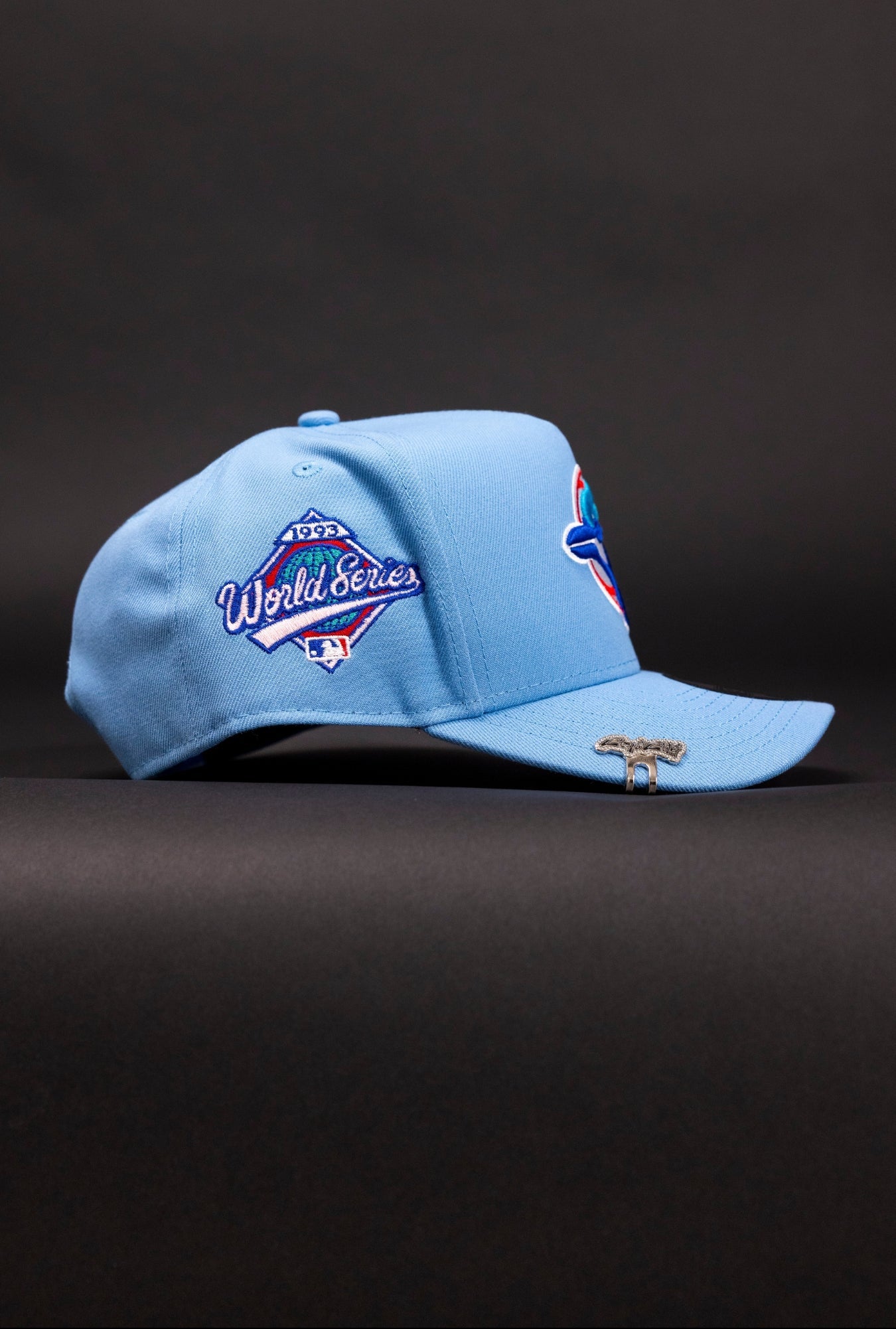 NEW ERA 9FIFTY A-FRAME ICY BLUE TORONTO BLUEJAYS SNAPBACK W/ WORLD SERIES SIDE PATCH