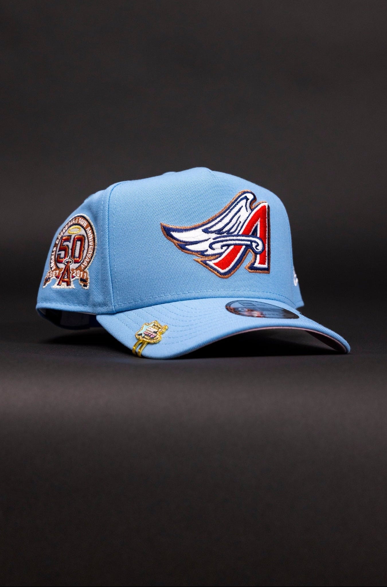 NEW ERA 9FIFTY A-FRAME ICY BLUE ANAHEIM ANGELS SNAPBACK W/ 50TH ANNVIERSARY SIDE PATCH