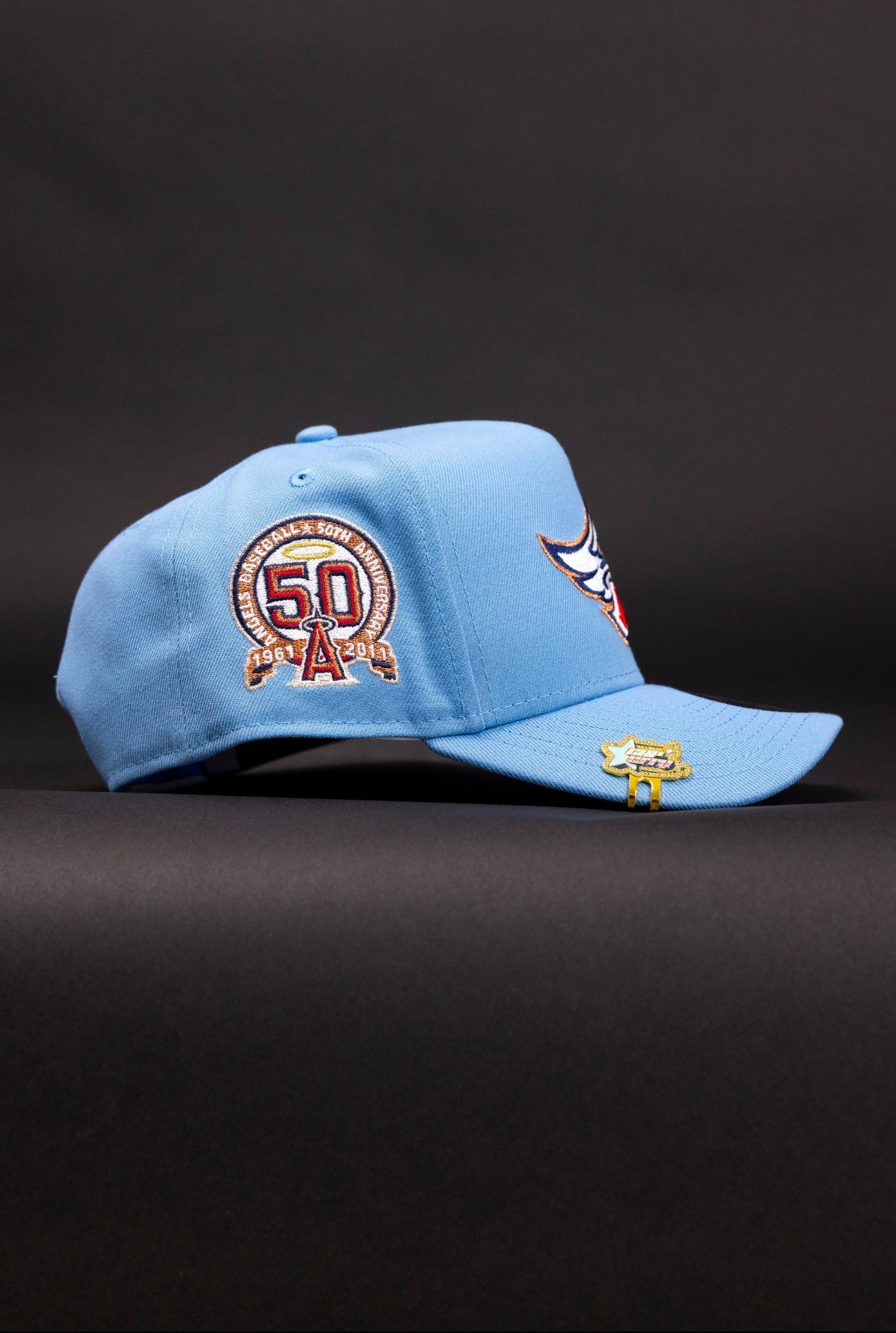 NEW ERA 9FIFTY A-FRAME ICY BLUE ANAHEIM ANGELS SNAPBACK W/ 50TH ANNVIERSARY SIDE PATCH