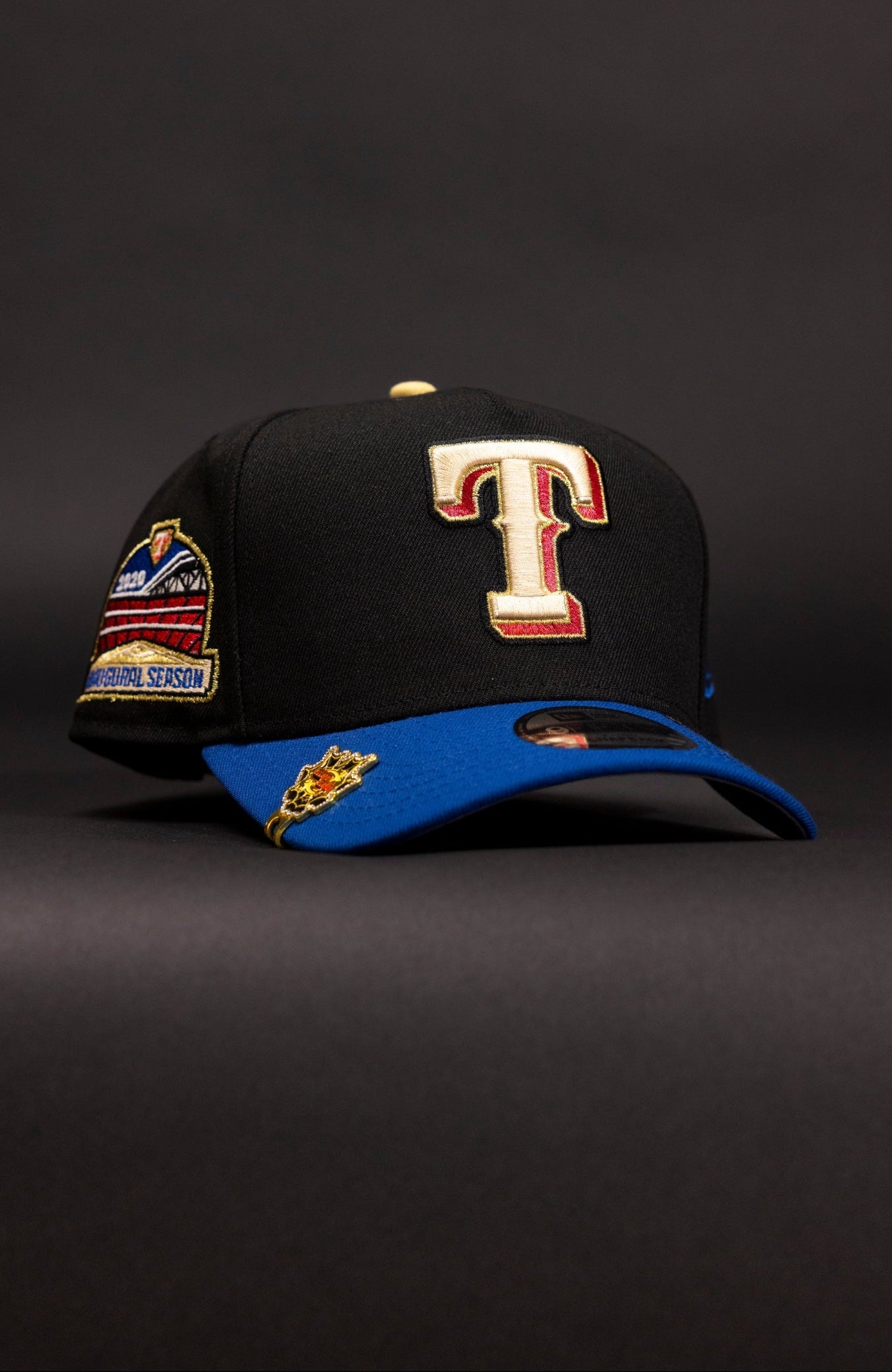 NEW ERA 9FIFTY A-FRAME BLACK/NAVY TEXAS RANGERS SNAPBACK W/ INAUGURAL SEASON SIDE PATCH