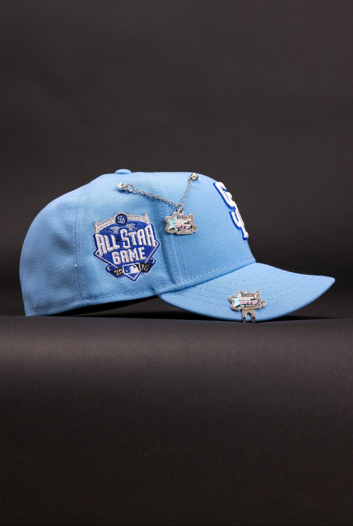 NEW ERA EXCLUSIVE 59FIFTY ICY BLUE SAN DIEGO PADRES W/ ALL STAR GAME SIDE PATCH