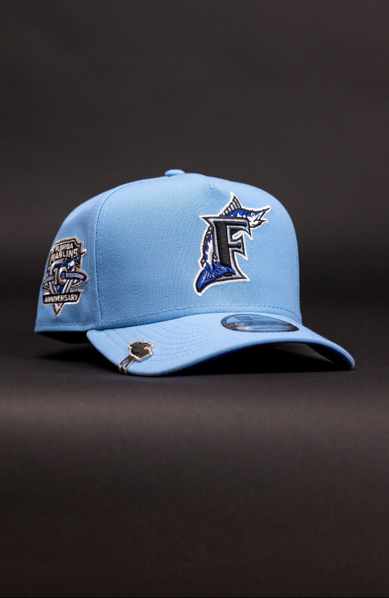 NEW ERA 9FIFTY A-FRAME ICY BLUE MIAMI MARLINS SNAPBACK W/ 10TH ANNIVERSARY SIDE PATCH