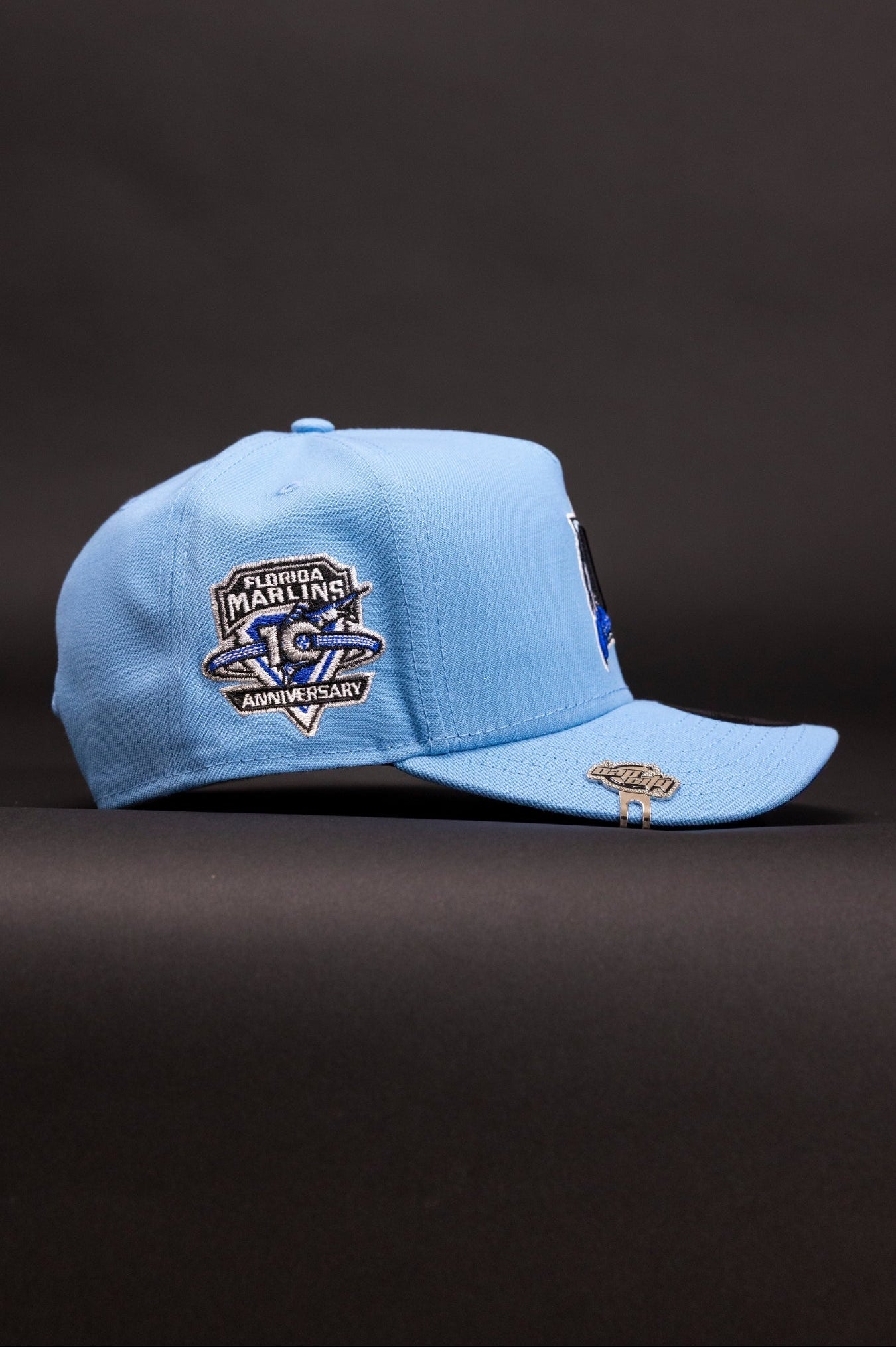NEW ERA 9FIFTY A-FRAME ICY BLUE MIAMI MARLINS SNAPBACK W/ 10TH ANNIVERSARY SIDE PATCH