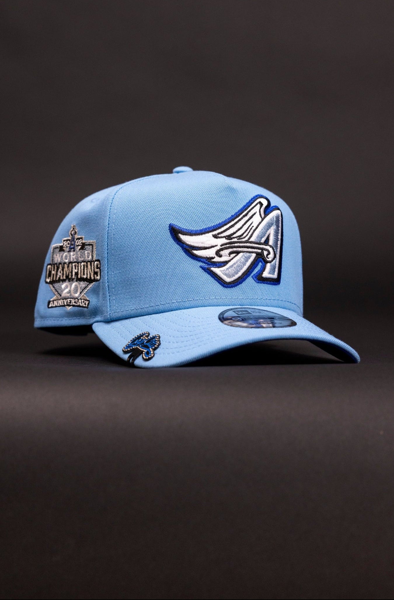 NEW ERA 9FIFTY A-FRAME ICY BLUE ANAHEIM ANGELS SNAPBACK W/ WORLD CHAMPIONS SIDE PATCH
