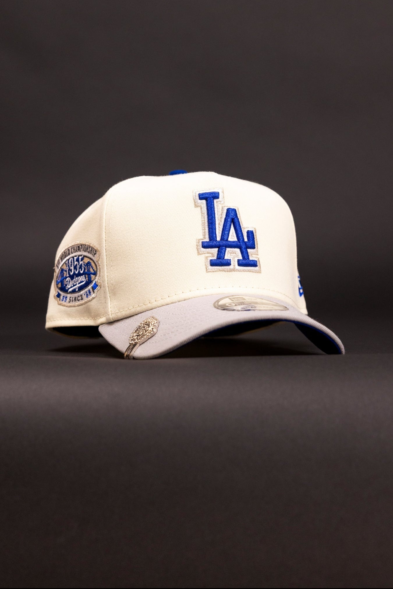 NEW ERA 9FIFTY A-FRAME CHROME/GREY LOS ANGELES DODGERS SNAPBACK W/ 1ST WORLD CHAMPIONSHIP SIDE PATCH
