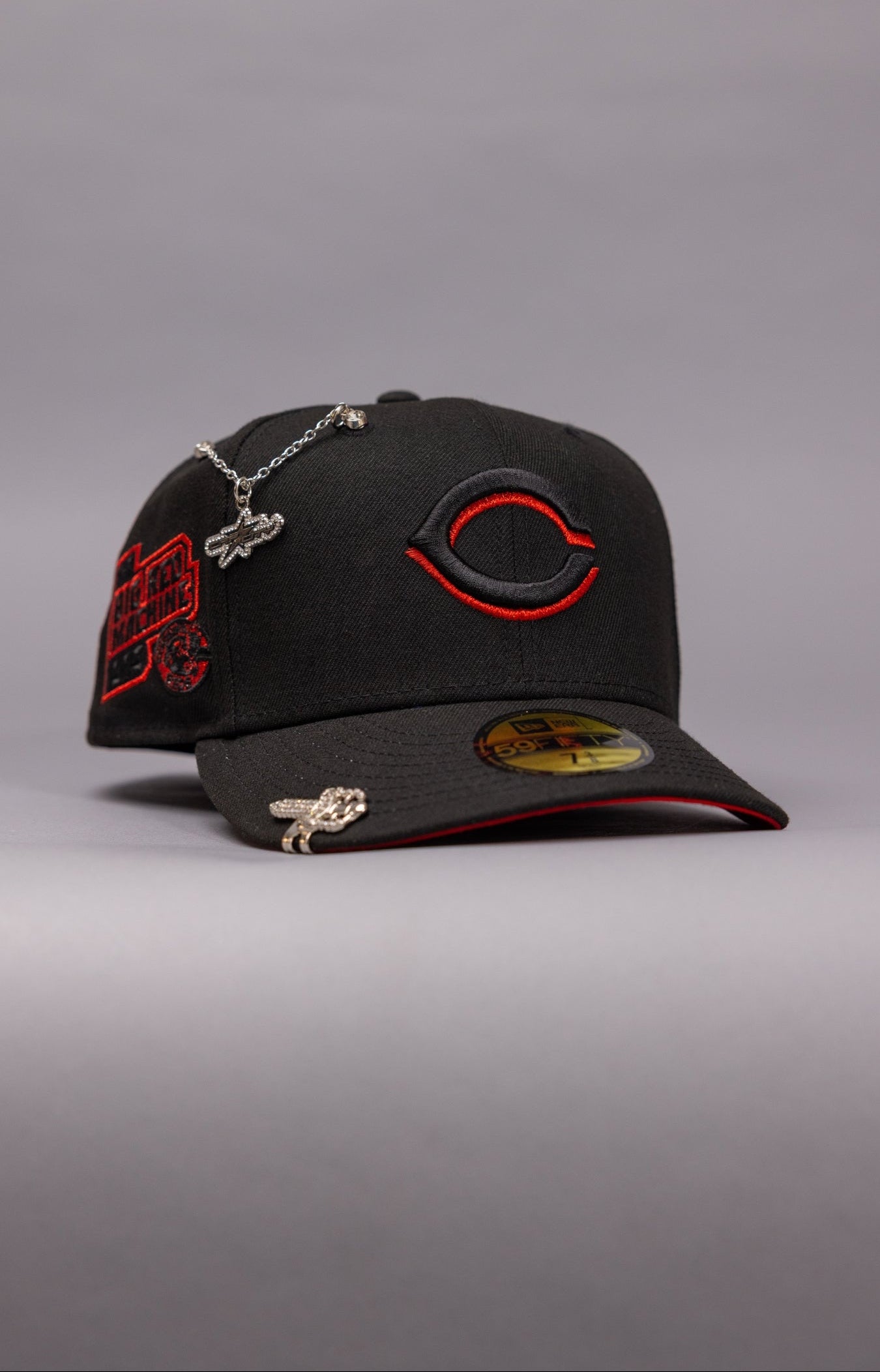 NEW ERA EXCLUSIVE 59FIFTY BLACKED OUT CINCINNATI REDS W/ "BIG RED MACHINE" SIDE PATCH