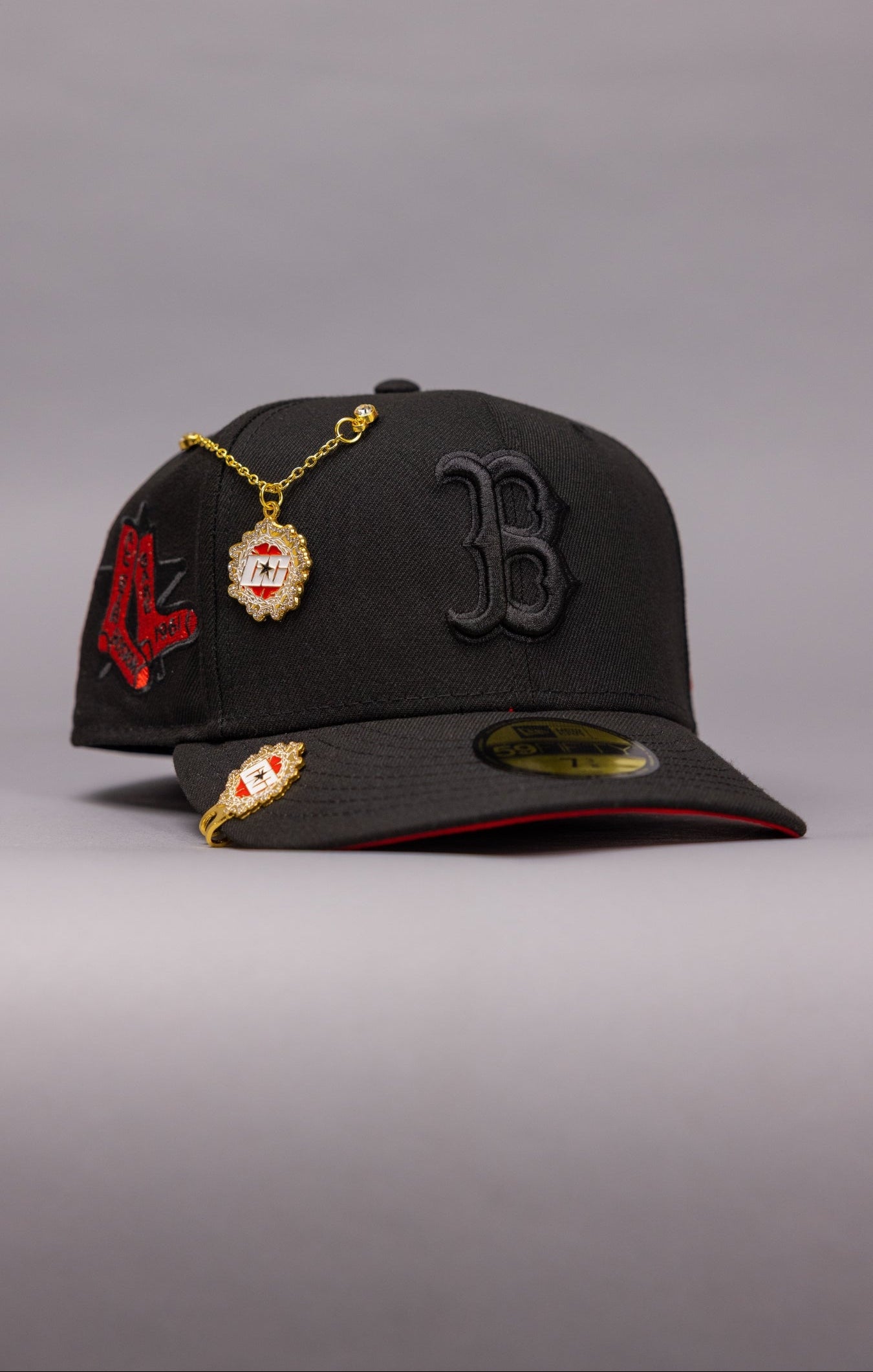 NEW ERA EXCLUSIVE 59FIFTY BLACKED OUT BOSTON RED SOX W/ ALL STAR GAME SIDE PATCH