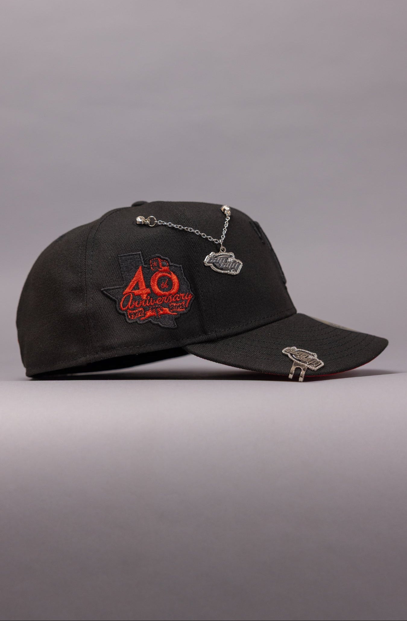 NEW ERA EXCLUSIVE 59FIFTY BLACKED OUT TEXAS RANGERS W/ 40TH ANNIVERSARY SIDE PATCH