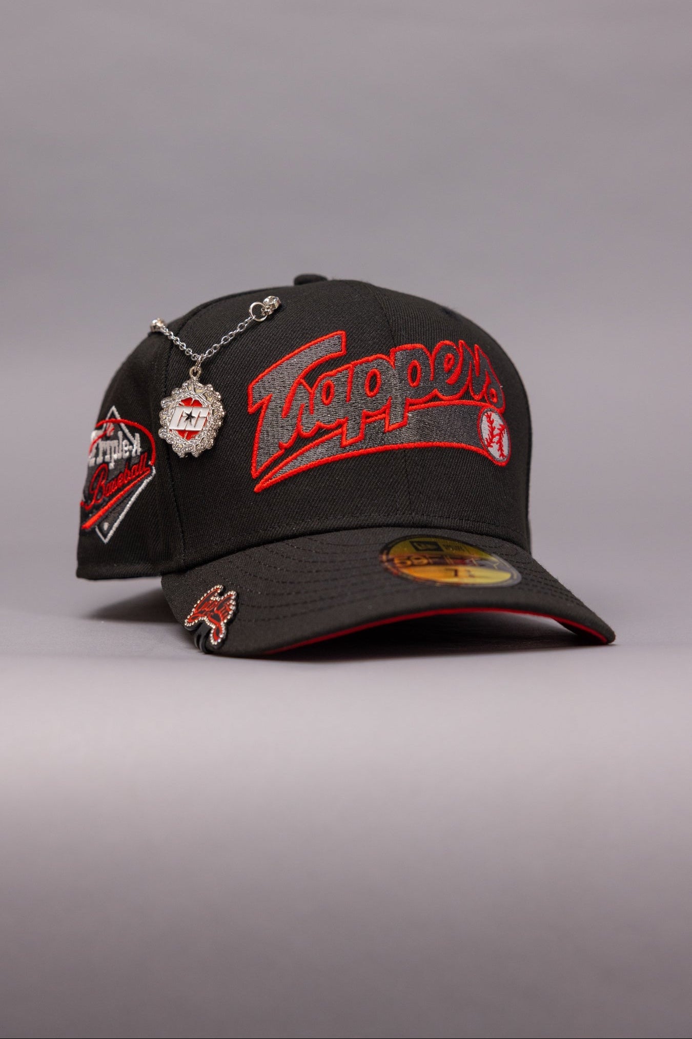 NEW ERA EXCLUSIVE 59FIFTY BLACKED OUT EDMONTON TRAPPERS W/ "TRIPLE A BASEBALL" SIDE PATCH