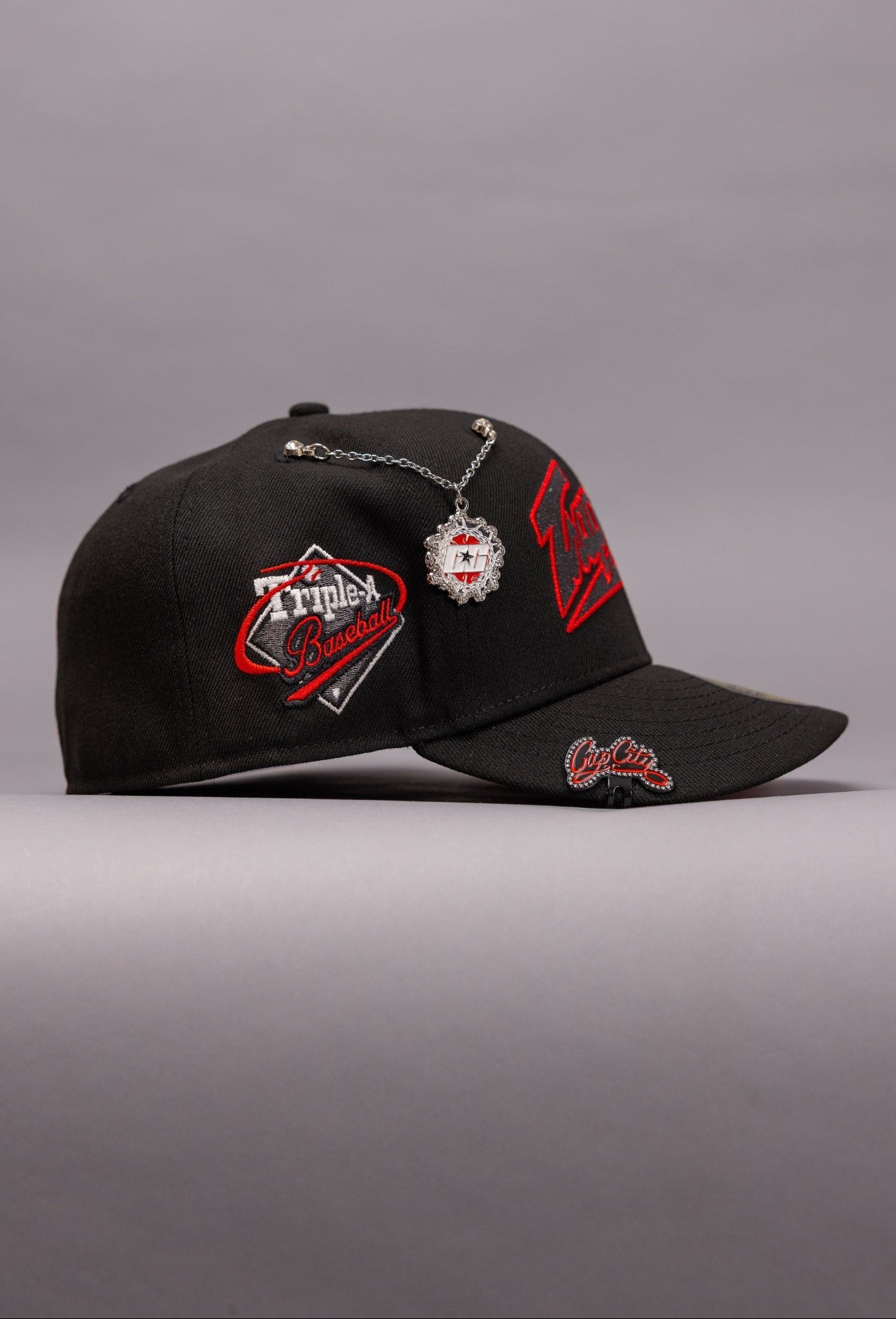 NEW ERA EXCLUSIVE 59FIFTY BLACKED OUT EDMONTON TRAPPERS W/ "TRIPLE A BASEBALL" SIDE PATCH