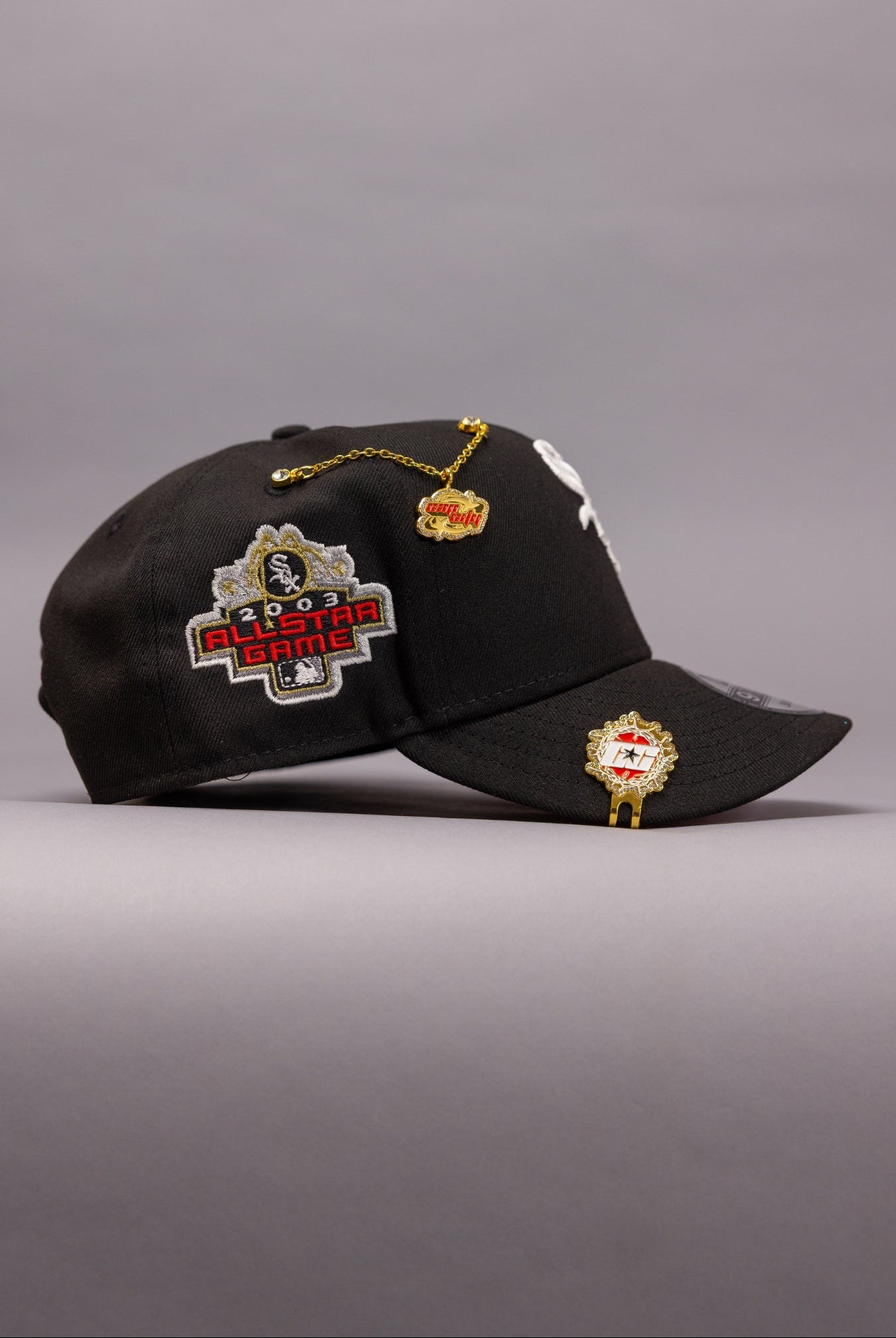NEW ERA EXCLUSIVE 9FIFTY BLACK CHICAGO WHITE SOX SNAPBACK W/ RED ROSES + 2003 ALL STAR GAME SIDE PATCH