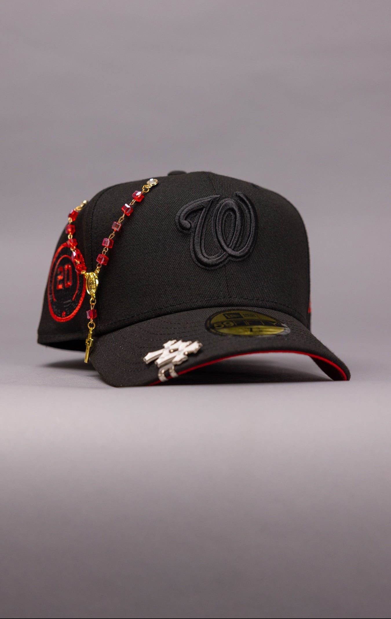 NEW ERA EXCLUSIVE 59FIFTY BLACKED OUT WASHINGTON NATIONALS W/ 20TH ANNIVERSARY SIDE PATCH