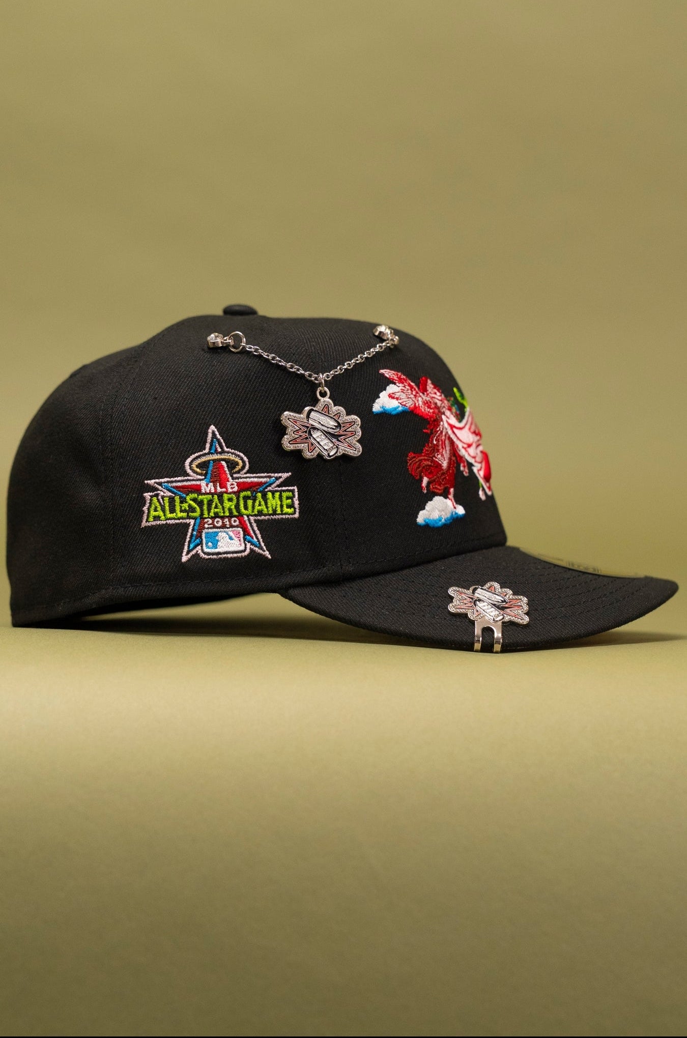 NEW ERA EXCLUSIVE 59FIFTY BLACK ANAHEIM ANGELS "CITY OF ANGELS" W/ + ALL STAR GAME SIDE PATCH