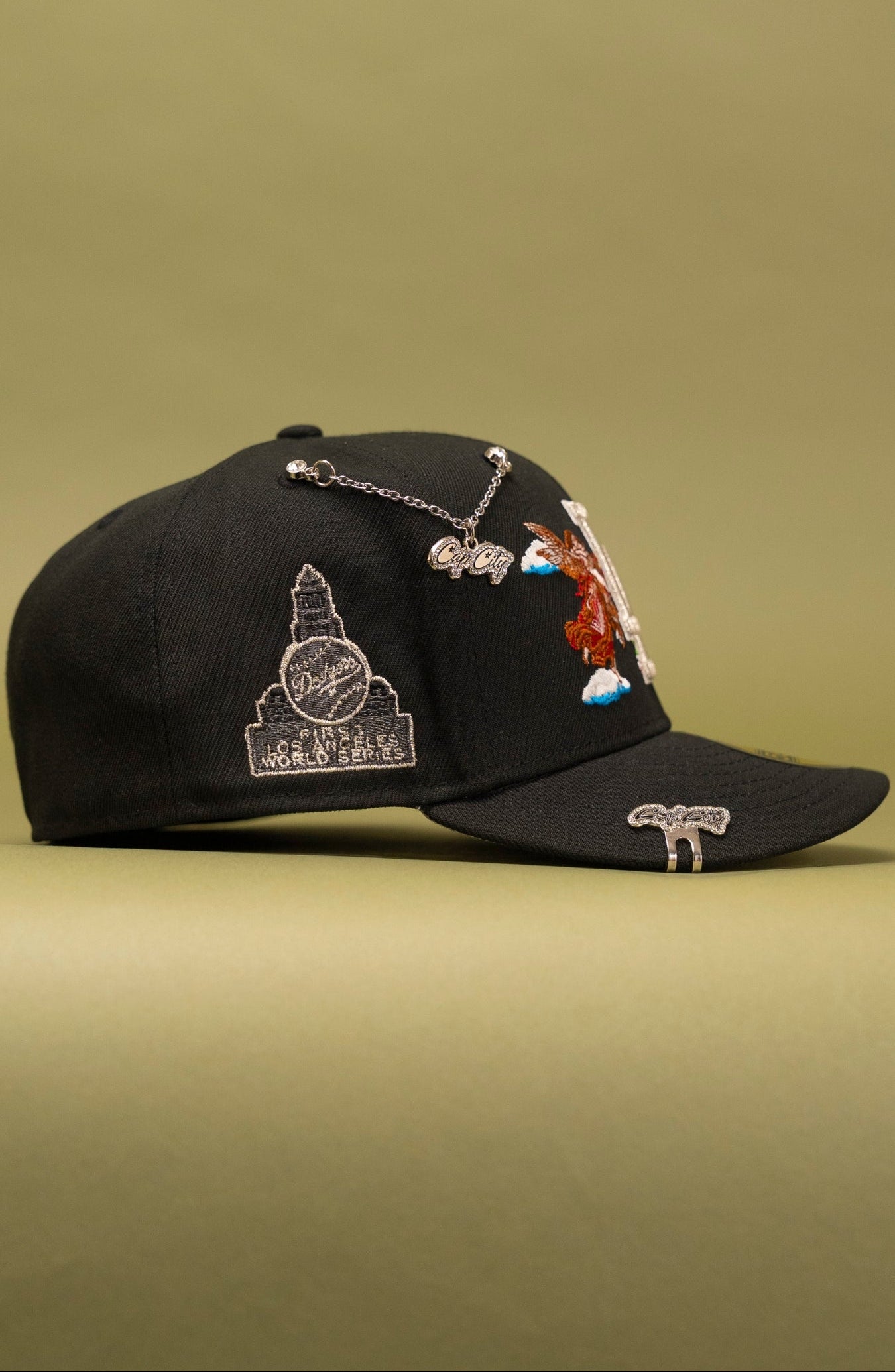 NEW ERA EXCLUSIVE 59FIFTY BLACK LOS ANGELES DODGERS "CITY OF ANGELS" W/ 1ST WORLD SERIES SIDE PATCH