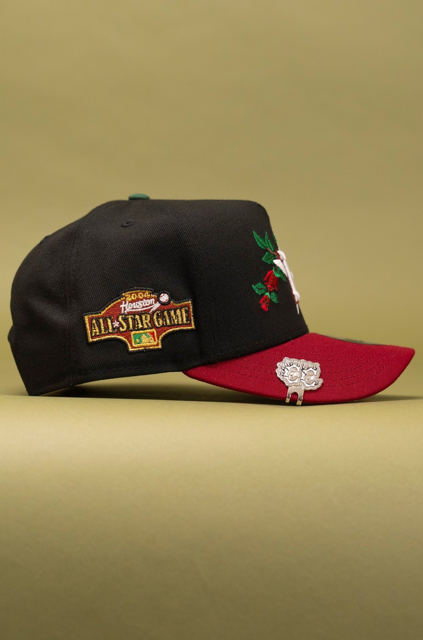 NEW ERA 9FIFTY A-FRAME BLACK/BURGUNDY HOUSTON ASTROS SNAPBACK W/ ROSE + ALL STAR GAME SIDE PATCH