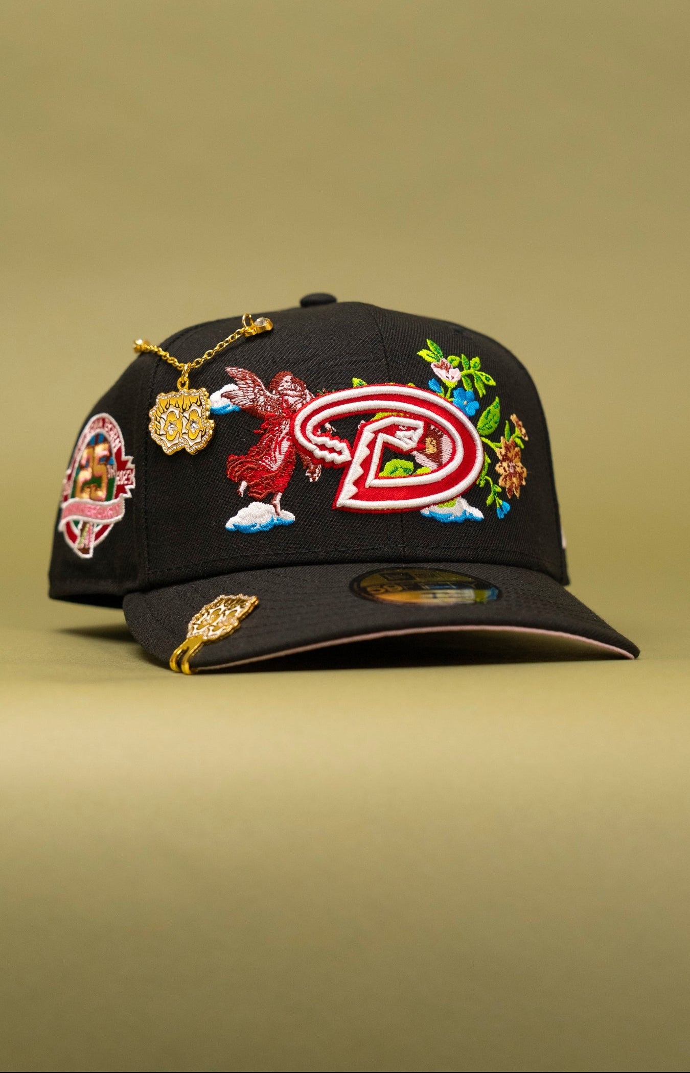 NEW ERA EXCLUSIVE 59FIFTY BLACK ARIZONA DIAMONDBACKS "CITY OF ANGELS" W/ 25TH ANNIVERSARY SIDE PATCH