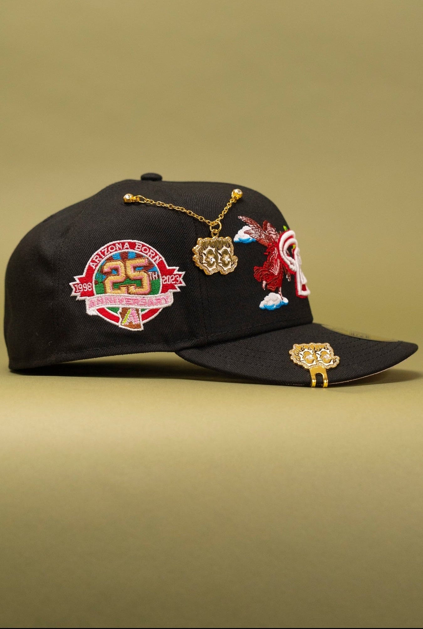 NEW ERA EXCLUSIVE 59FIFTY BLACK ARIZONA DIAMONDBACKS "CITY OF ANGELS" W/ 25TH ANNIVERSARY SIDE PATCH